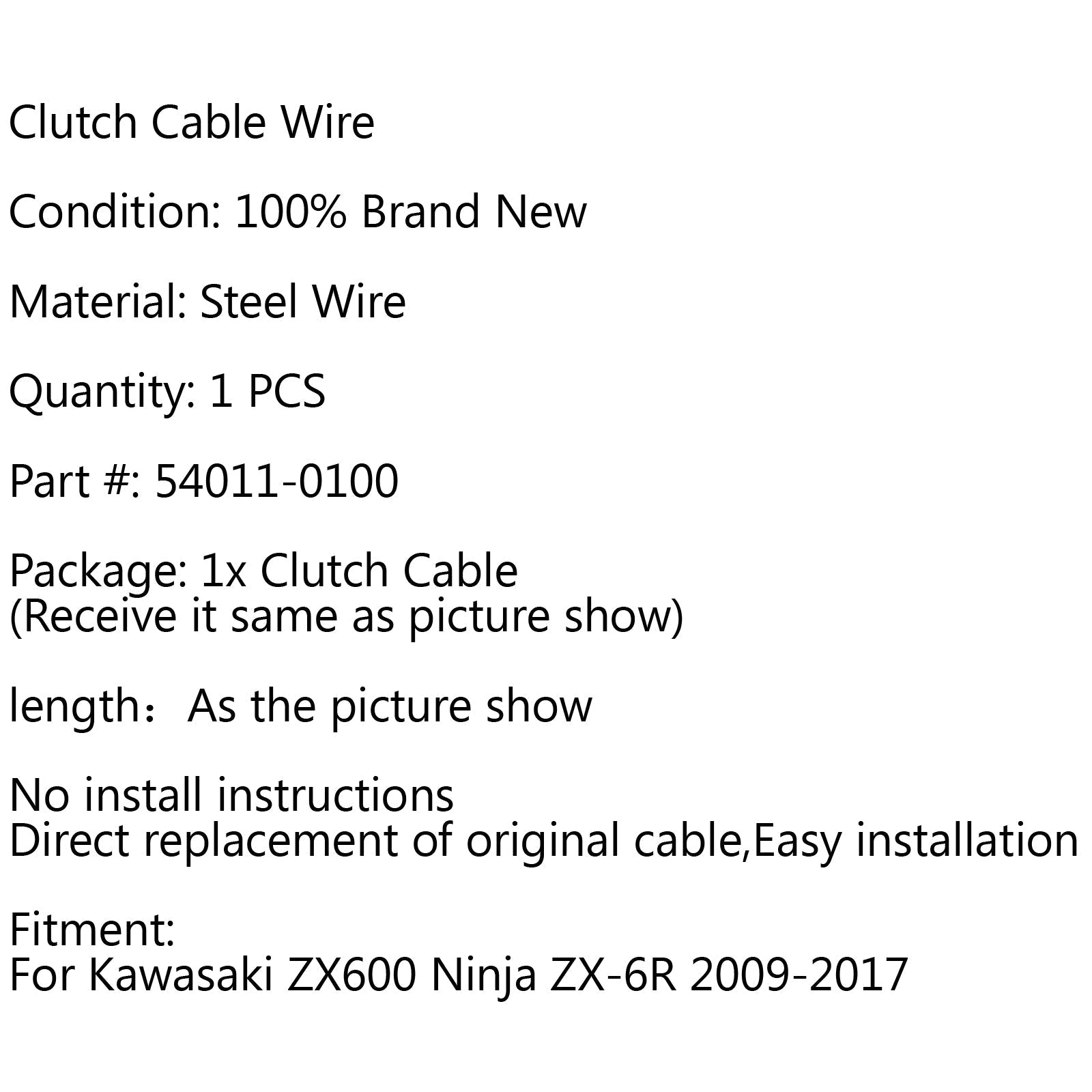 Remplacement de câble d'embrayage pour Kawasaki ZX600 Ninja ZX-6R 2009-2017 2010 2012 générique