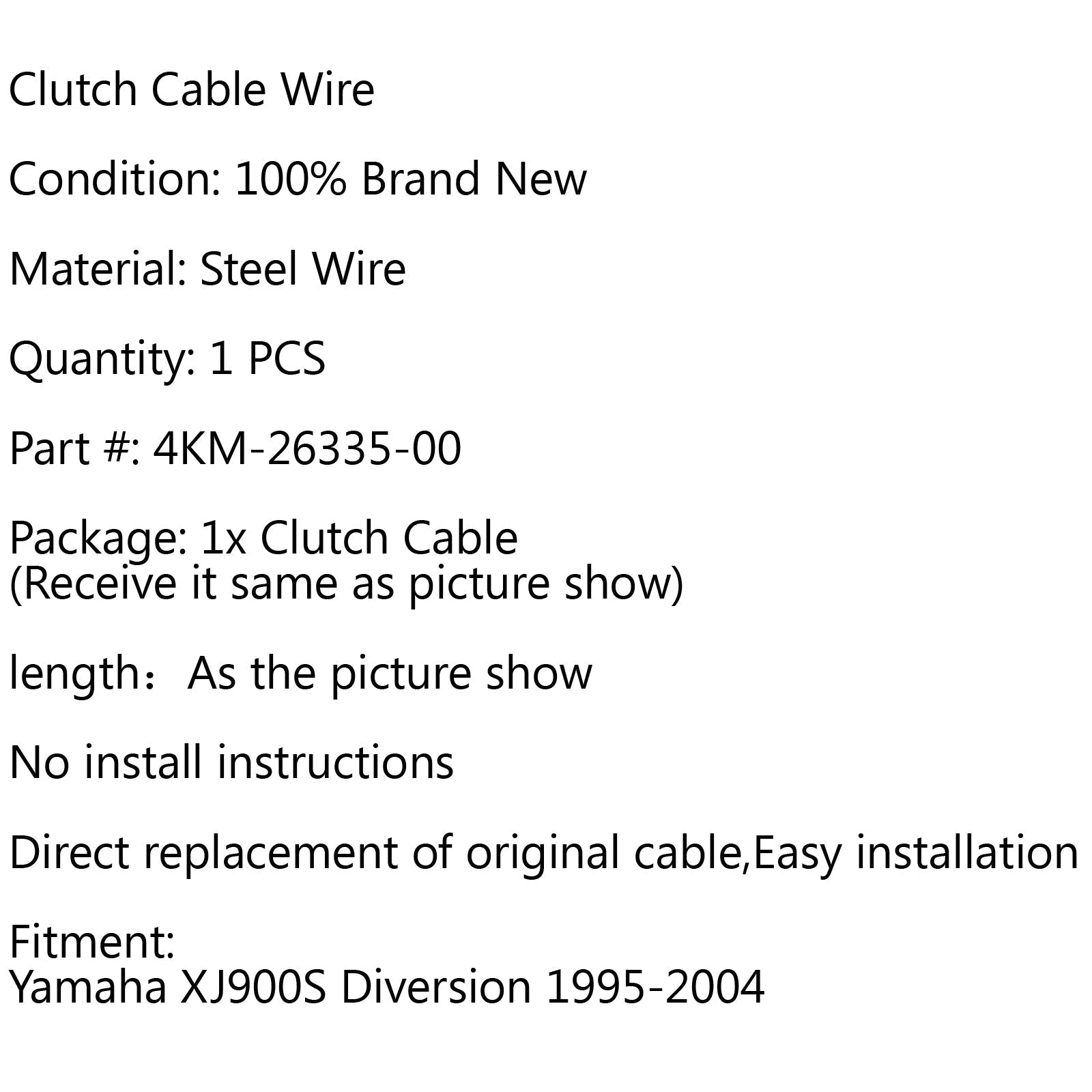 Remplacement du câble d'embrayage 4KM-26335-00 pour Yamaha XJ900S Diversion 1995-2004 générique