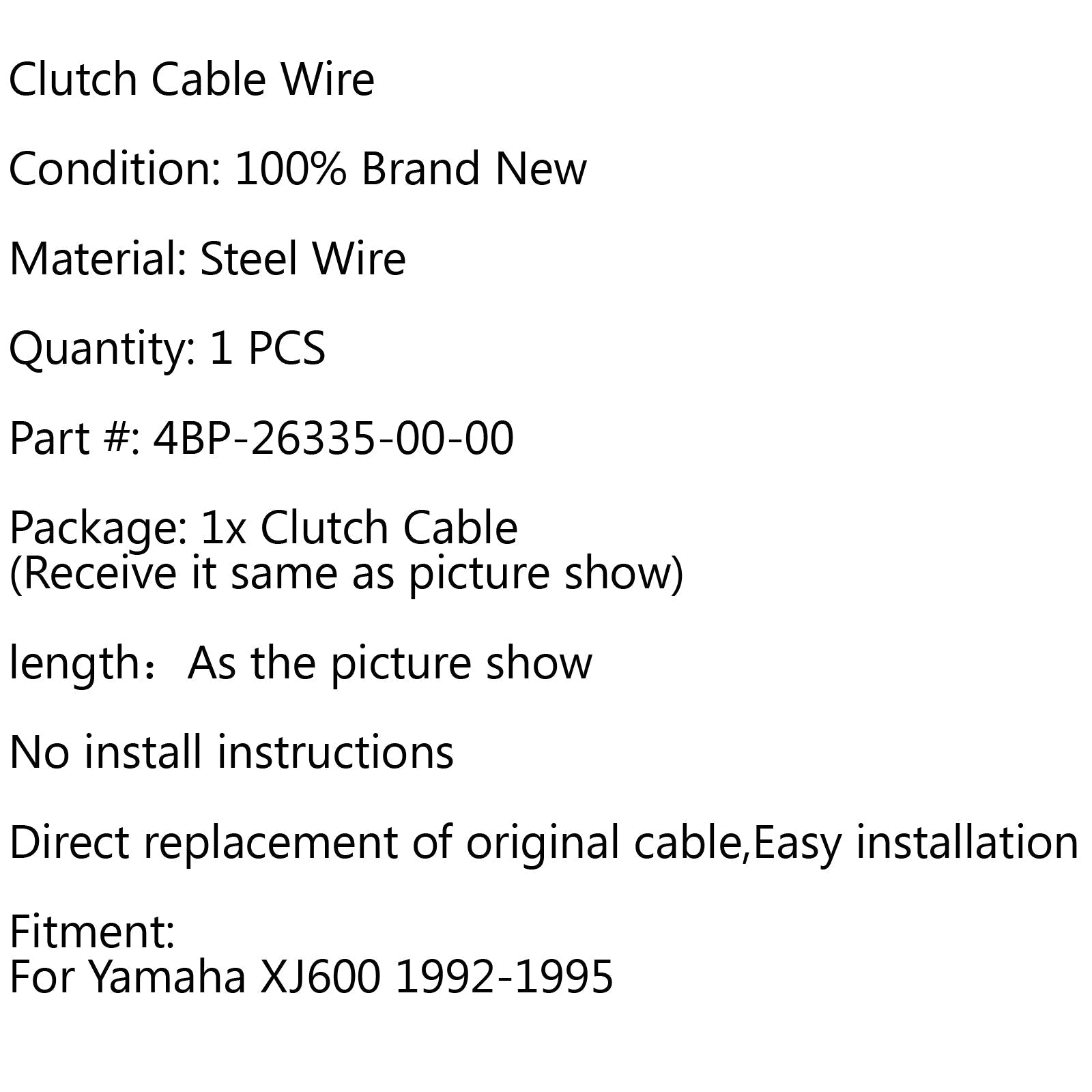 Remplacement du câble d'embrayage 4BP-26335-00-00 pour Yamaha XJ600 1992-1995 générique