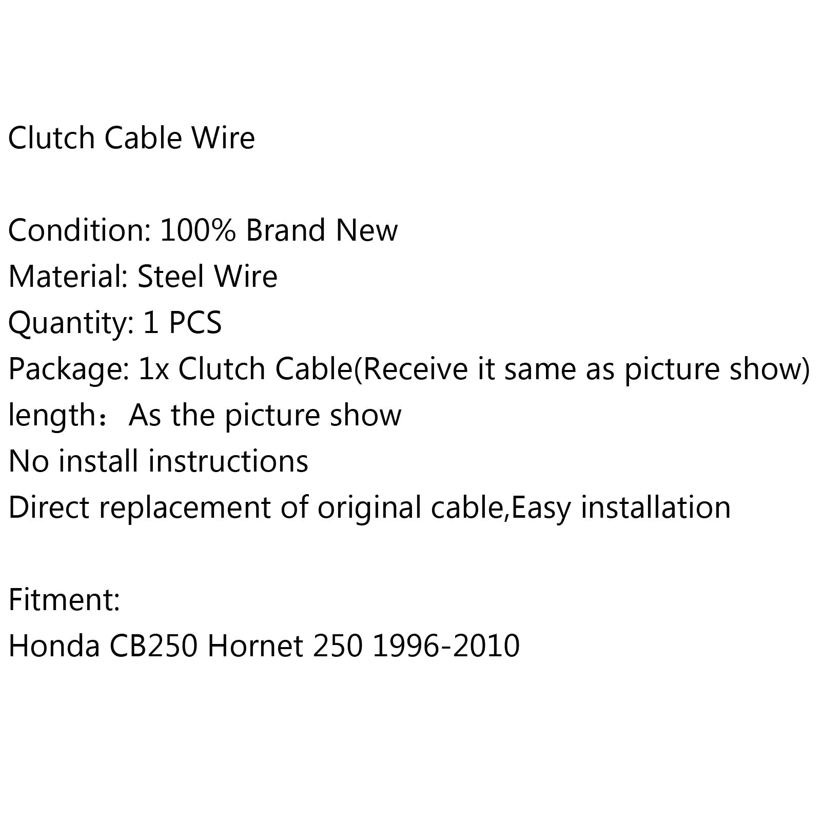 Filo di acciaio intrecciato sostituzione cavo frizione per Honda CB250 Hornet 250 1996-2004 generico