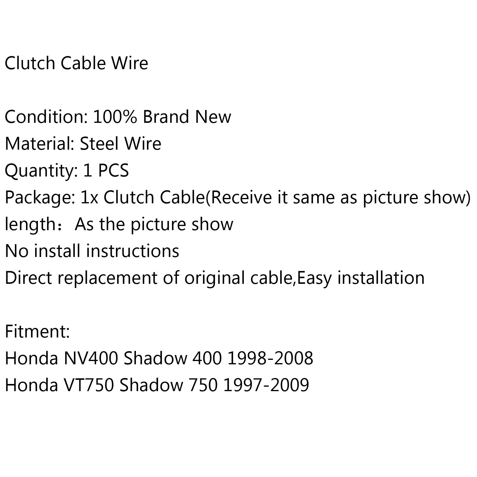 Remplacement de fil de câble d'embrayage pour Honda NV400 Shadow 400 98-08 VT750 97-09 générique