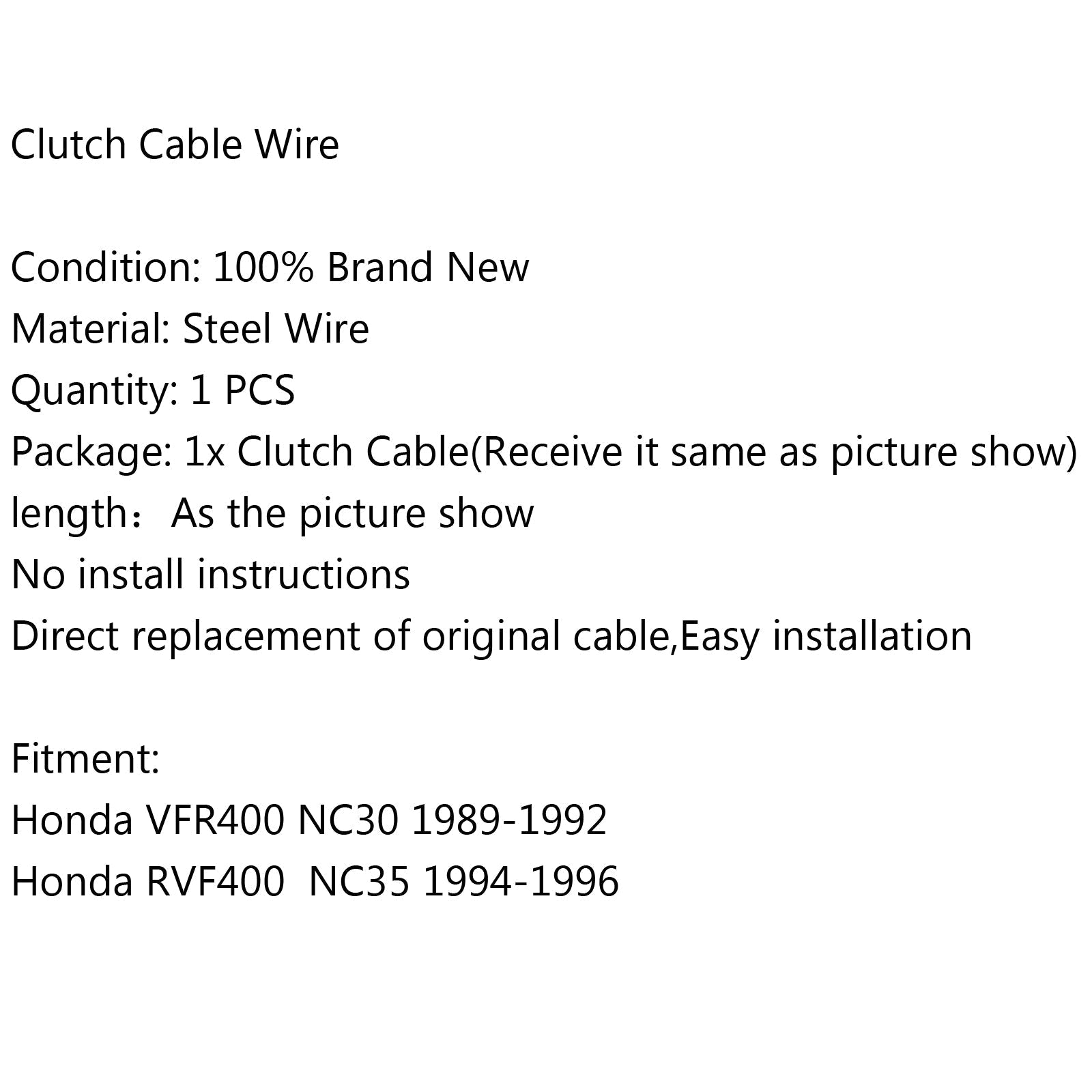 Cable de embrague de repuesto para Honda VFR400 NC30 89-92 RVF400 NC35 94-96 genérico