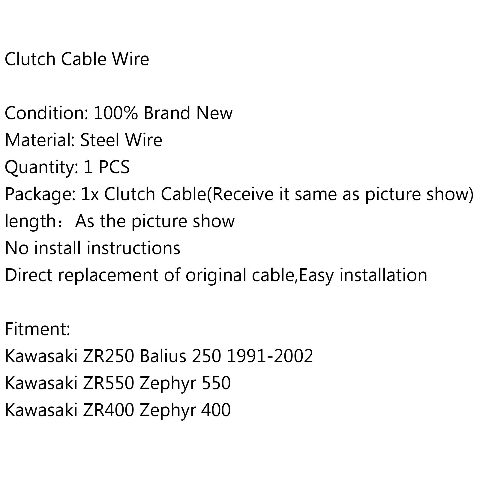 Cable de embrague para Kawasaki ZR250 Balius 250 91-02 ZR550 ZR400 Zephyr 550 400 Genérico