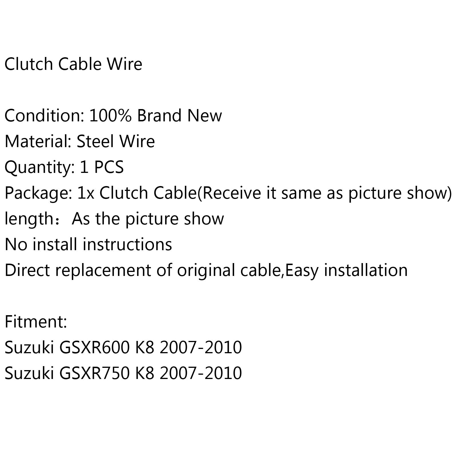 Câble d'embrayage en acier fil 54011-0080 pour Suzuki GSXR600 GSXR750 K8 2007-2010 générique