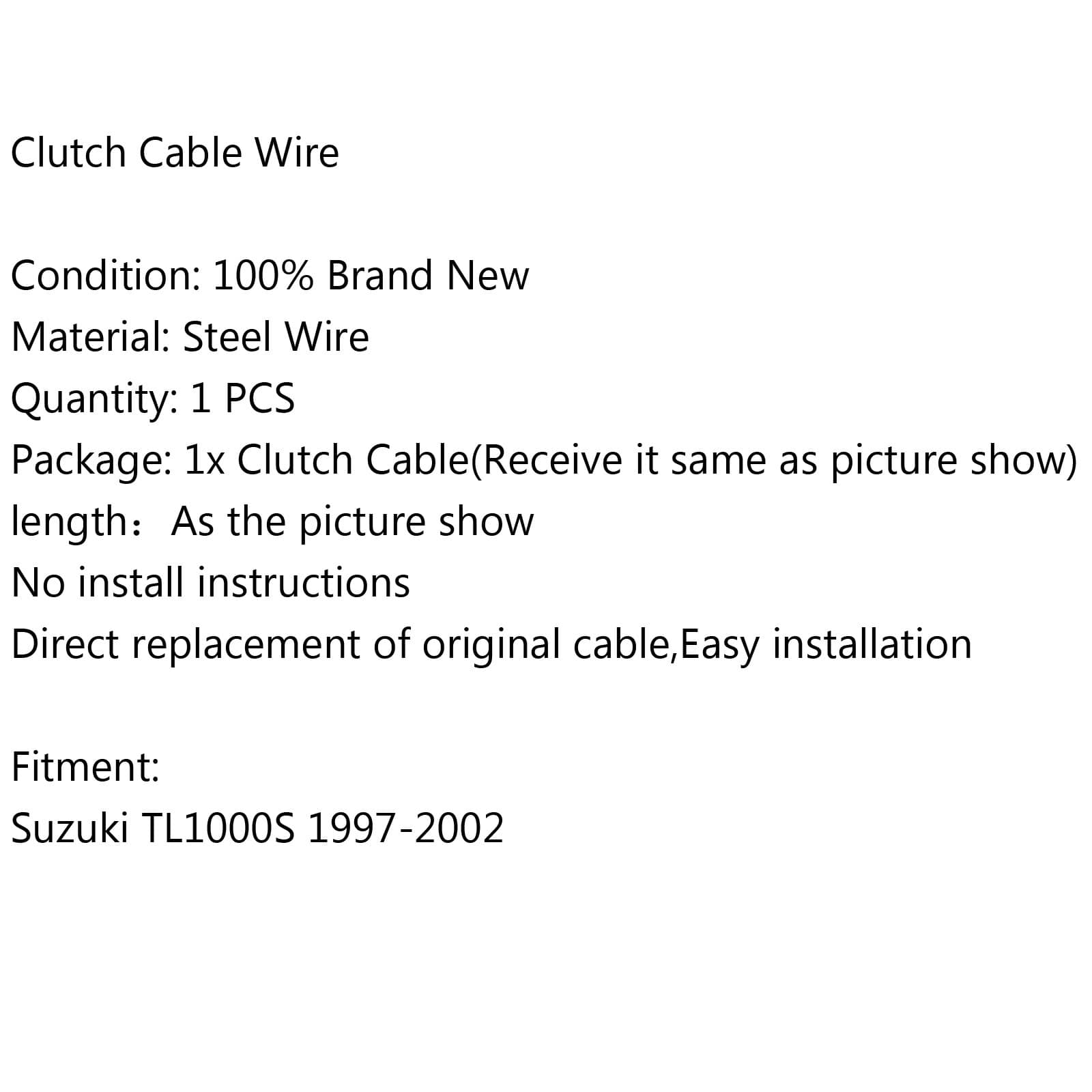 Remplacement de câble d'embrayage en acier pour Suzuki TL1000S 1997-2002 1998 2000 générique