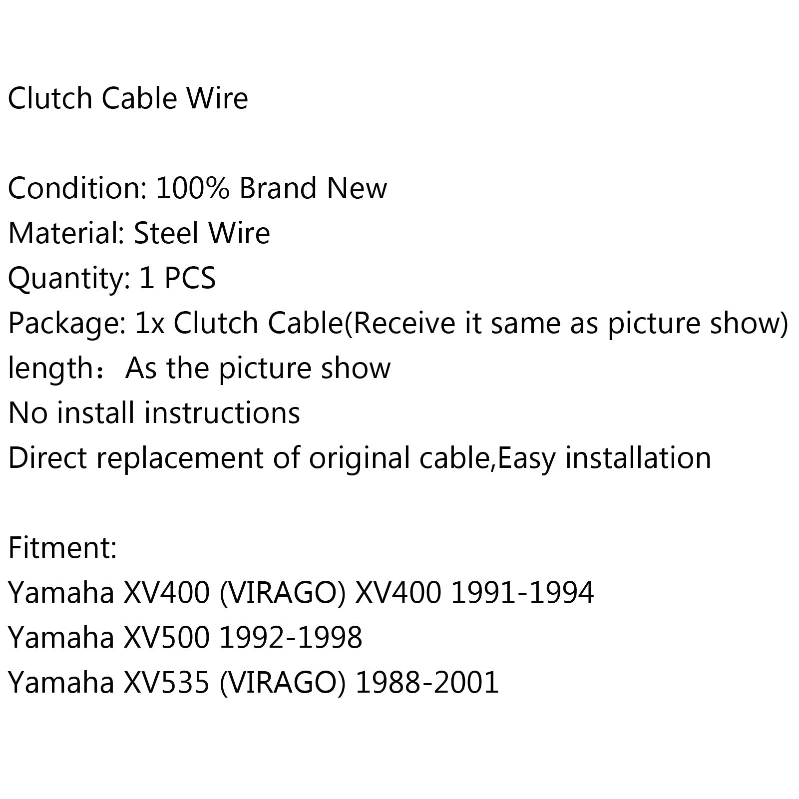 Cable de embrague para Yamaha XV500 92-98 XV535 (VIRAGO) 1988-2001 XV400 1991-1994 Genérico