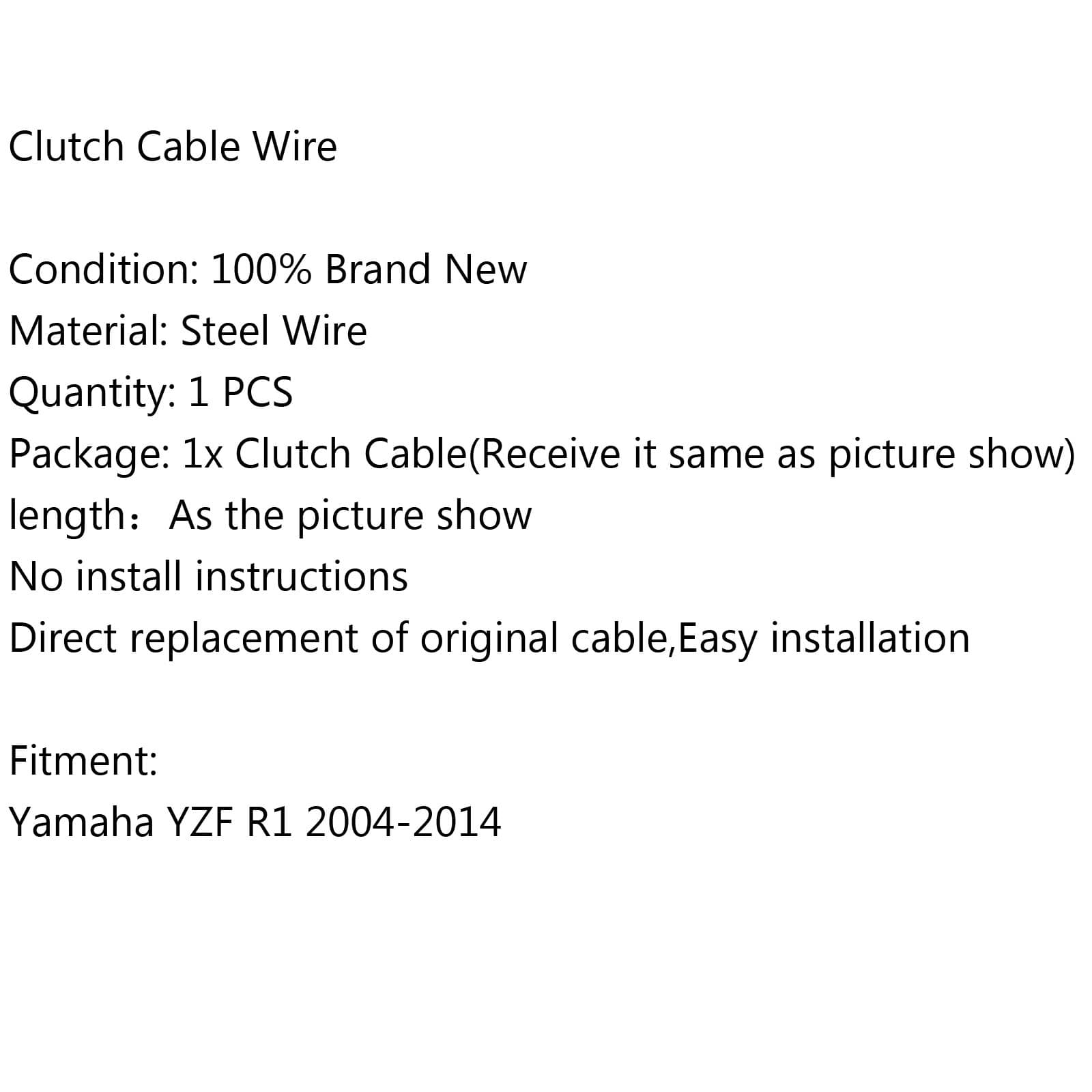 Reemplazo de cable de embrague de acero para Yamaha YZF R1 2004-2014 2008 2012 Genérico