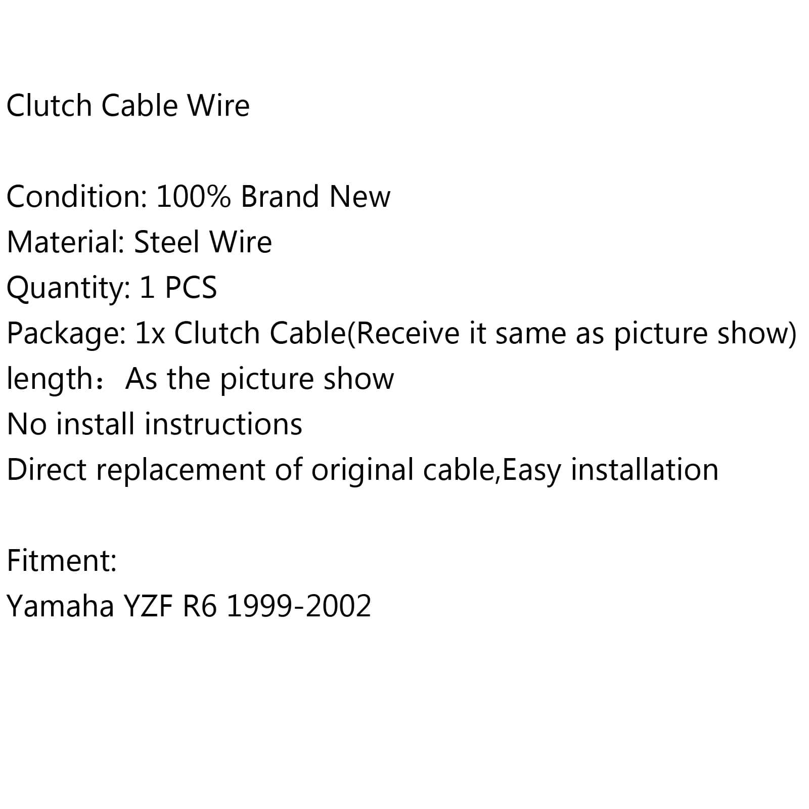Remplacement de câble d'embrayage en acier pour Yamaha YZF R6 1999-2002 2000 2001 générique