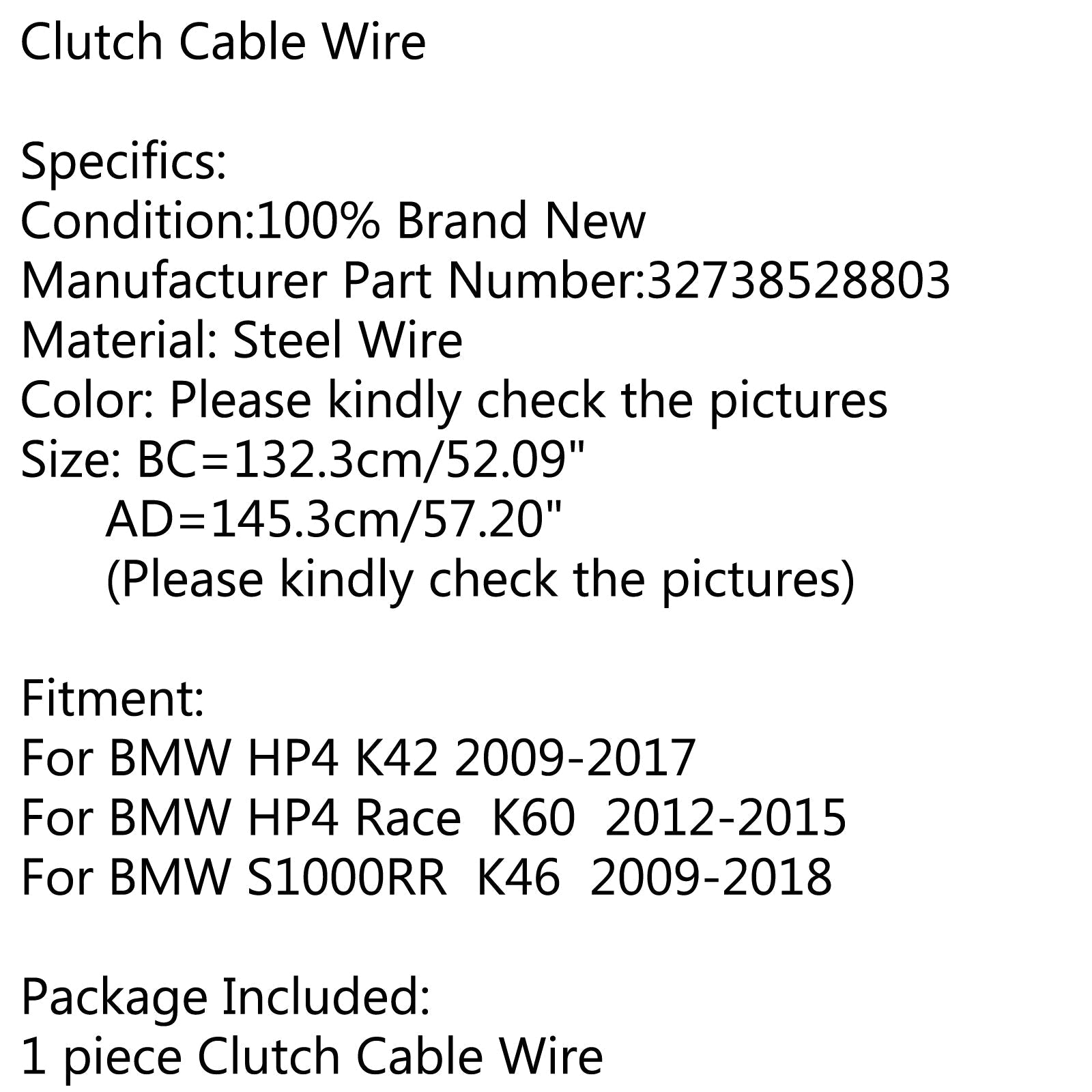 Reemplazo del cable del embrague de acero del alambre de la motocicleta para BMW HP4 K42 S1000RR K46 genérico
