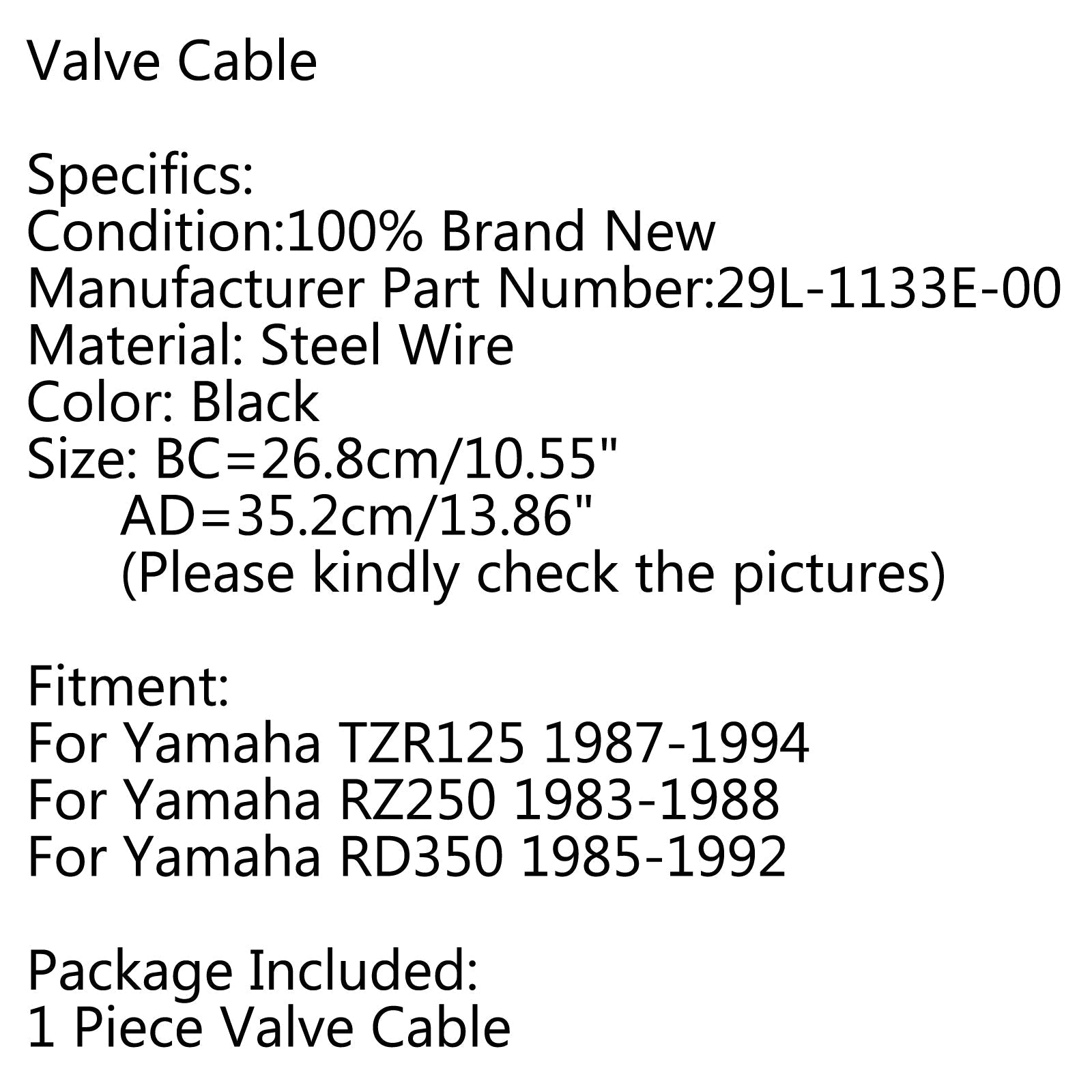 Poulie de fil de câble de soupape 29L-1133E-00 pour Yamaha TZR125 1987-1994 RD350 1985-1992 générique