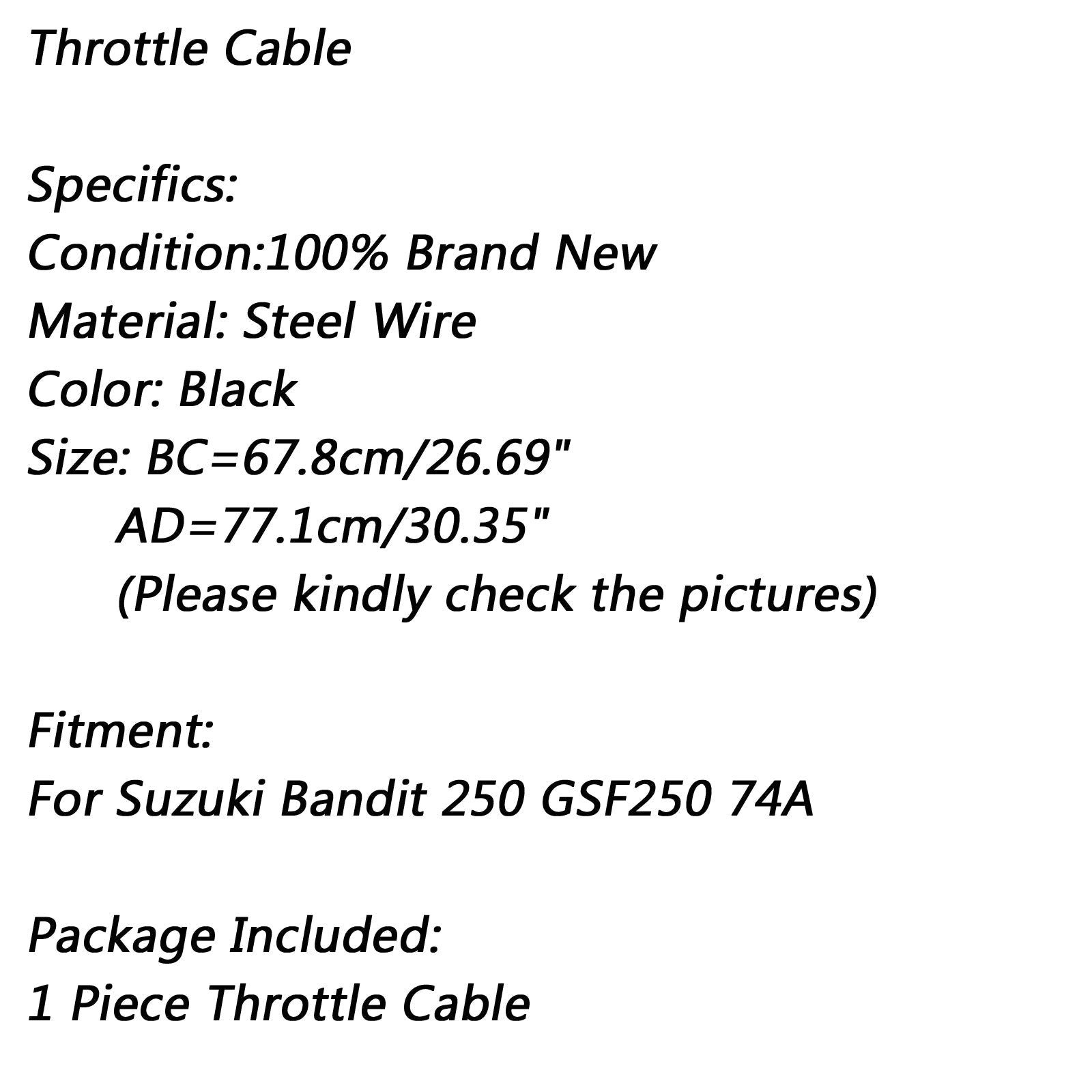 1x fil de ligne de câble d'accélérateur noir pour Suzuki Bandit 250 GSF250 74A générique