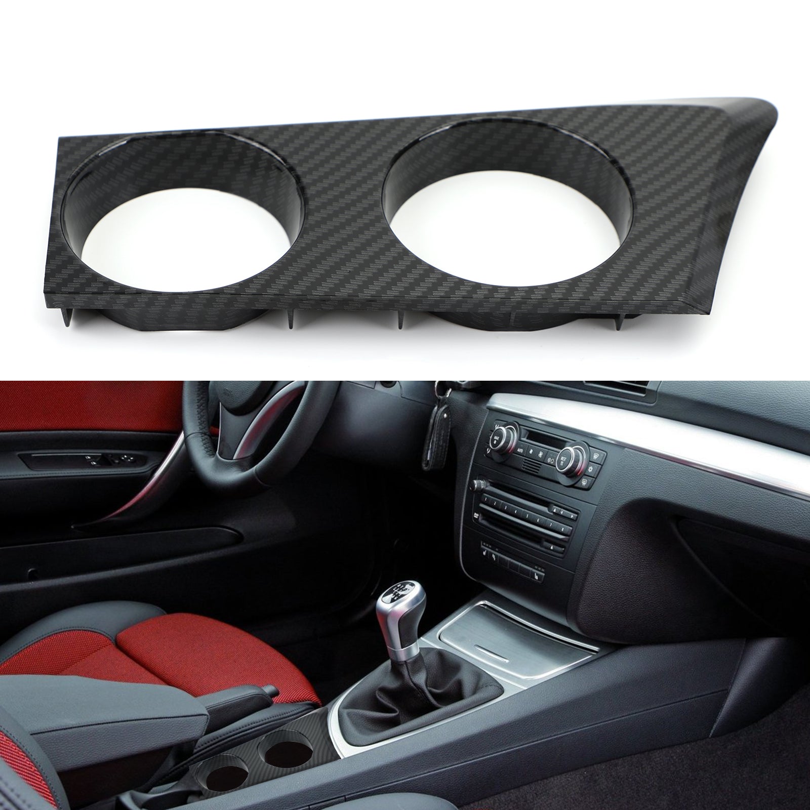 Areyourshop Porte-gobelet en fibre de carbone pour BMW Série 1 E81 E82 E87 E88 Coupé à hayon générique