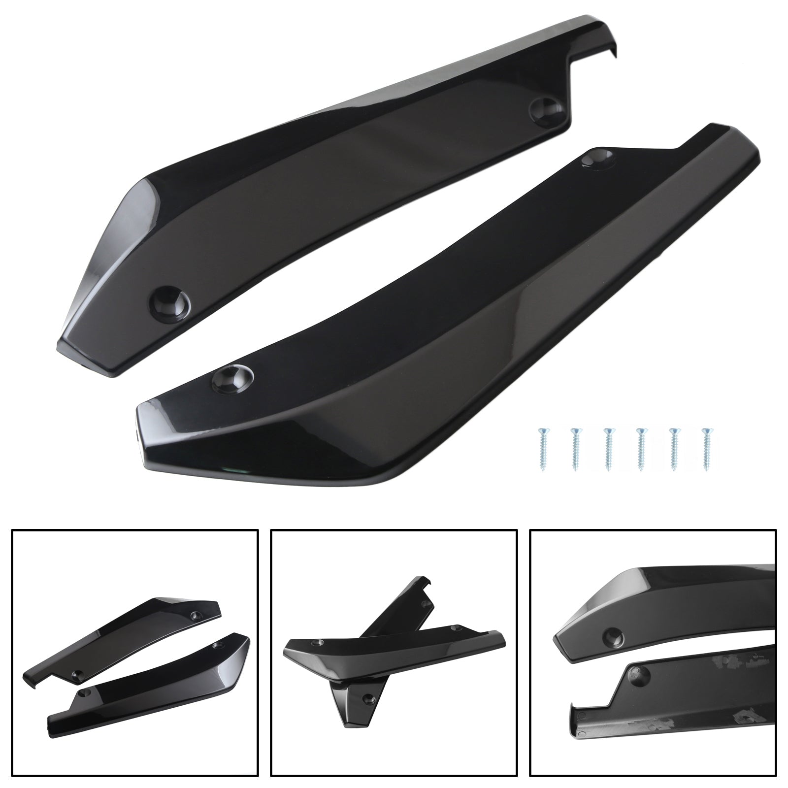 2x Car Auto Rear Bumper Lip Diffuser Splitter Canard Protector Top Gloss Black