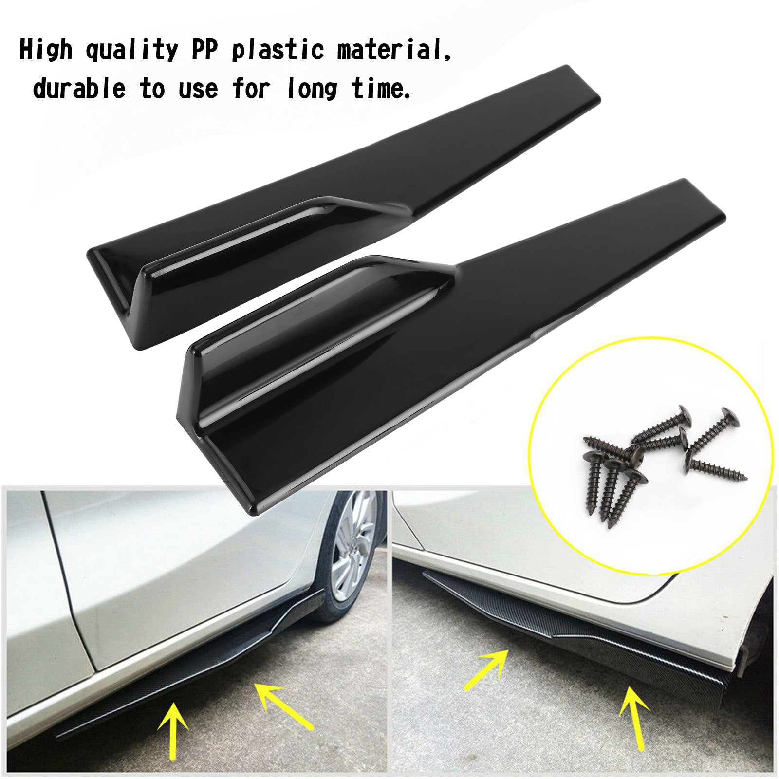 Coppia 45cm Car Gloss Black Side Minigonne Rocker Splitter Diffusore Winglet Wings Generico