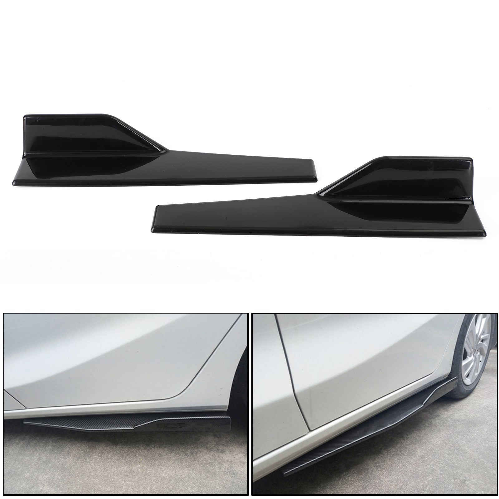 Coppia 45cm Car Gloss Black Side Minigonne Rocker Splitter Diffusore Winglet Wings Generico