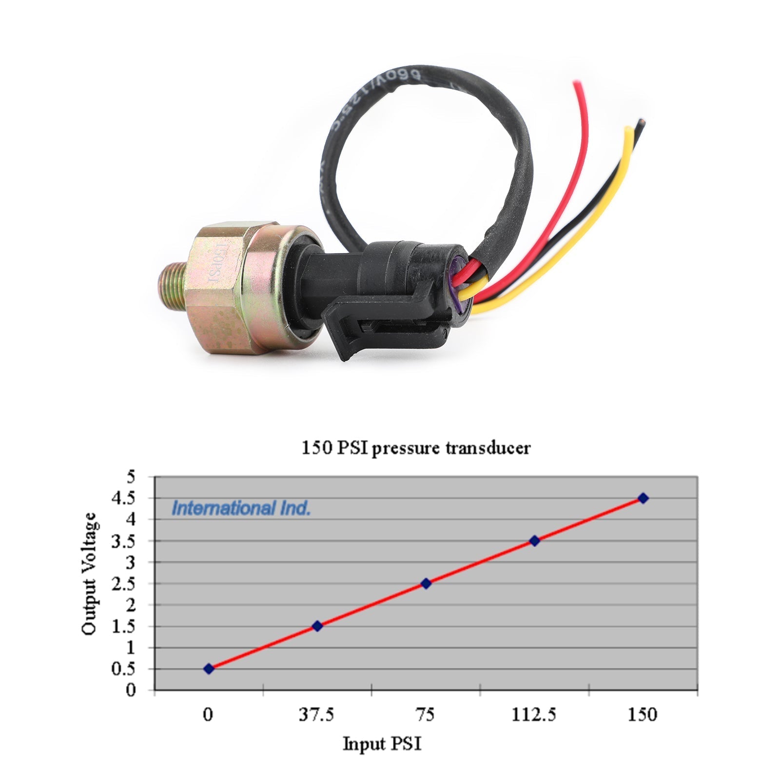 Sensor/Transmisor de Presión, 150 psi (5V), Acero Inoxidable, para Aceite, Combustible, Aire, Agua Genérico