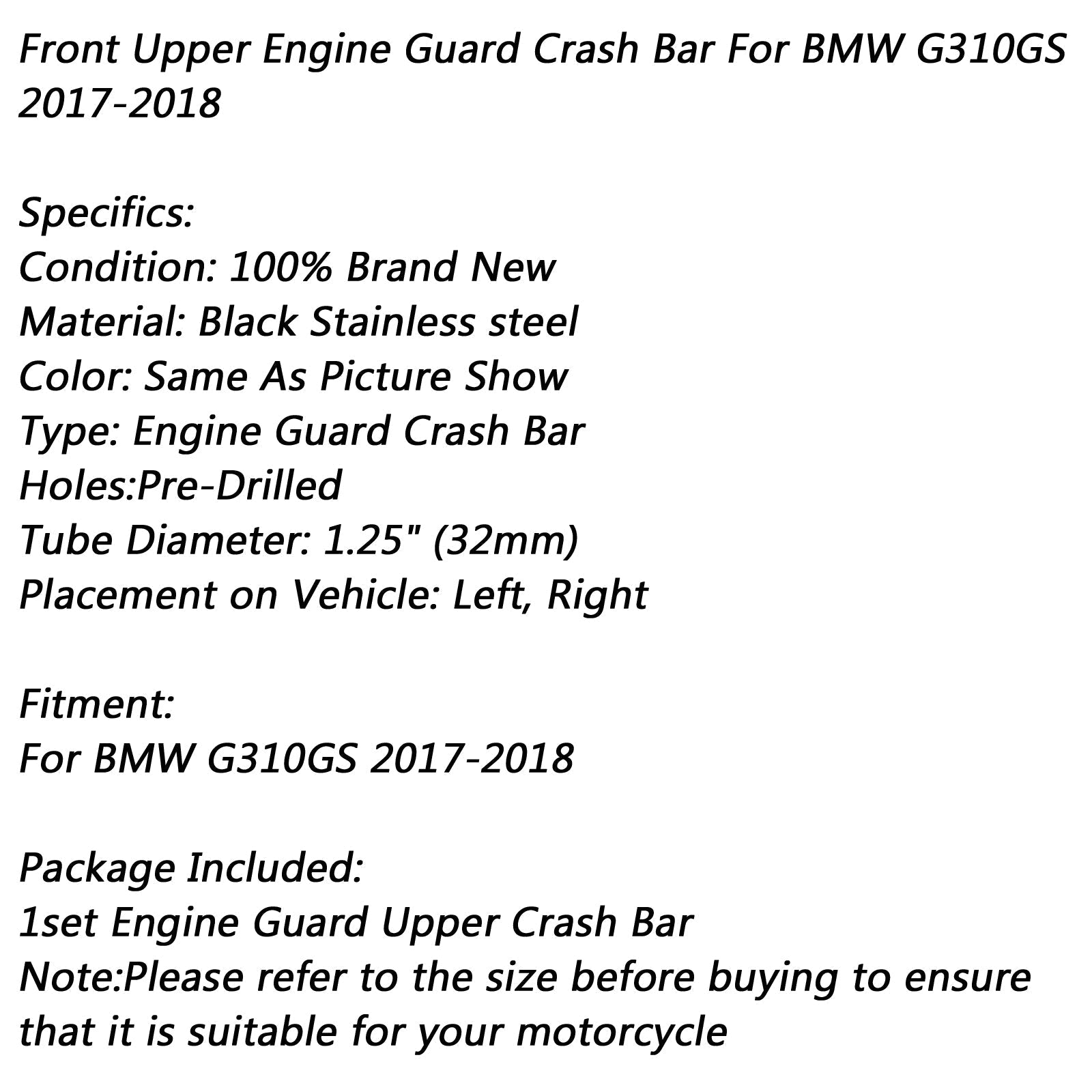 Barres de protection supérieures pour BMW G310GS 2018 2019 2020 Generic