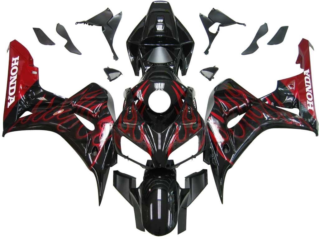 Carenados Amotopart 2006-2007 Honda CBR 1000 RR Black &amp; Red Flame Generic