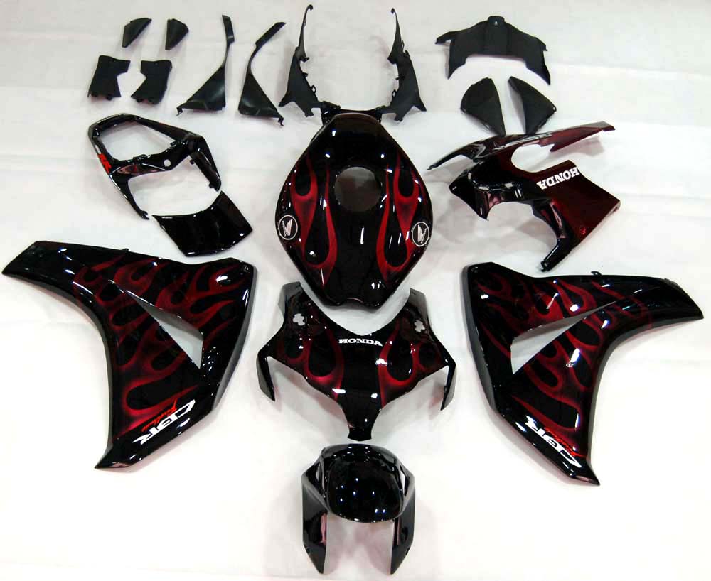 Carene Amotopart 2008-2011 Honda CBR 1000 RR Black &amp; Cherry Red Flame Generic