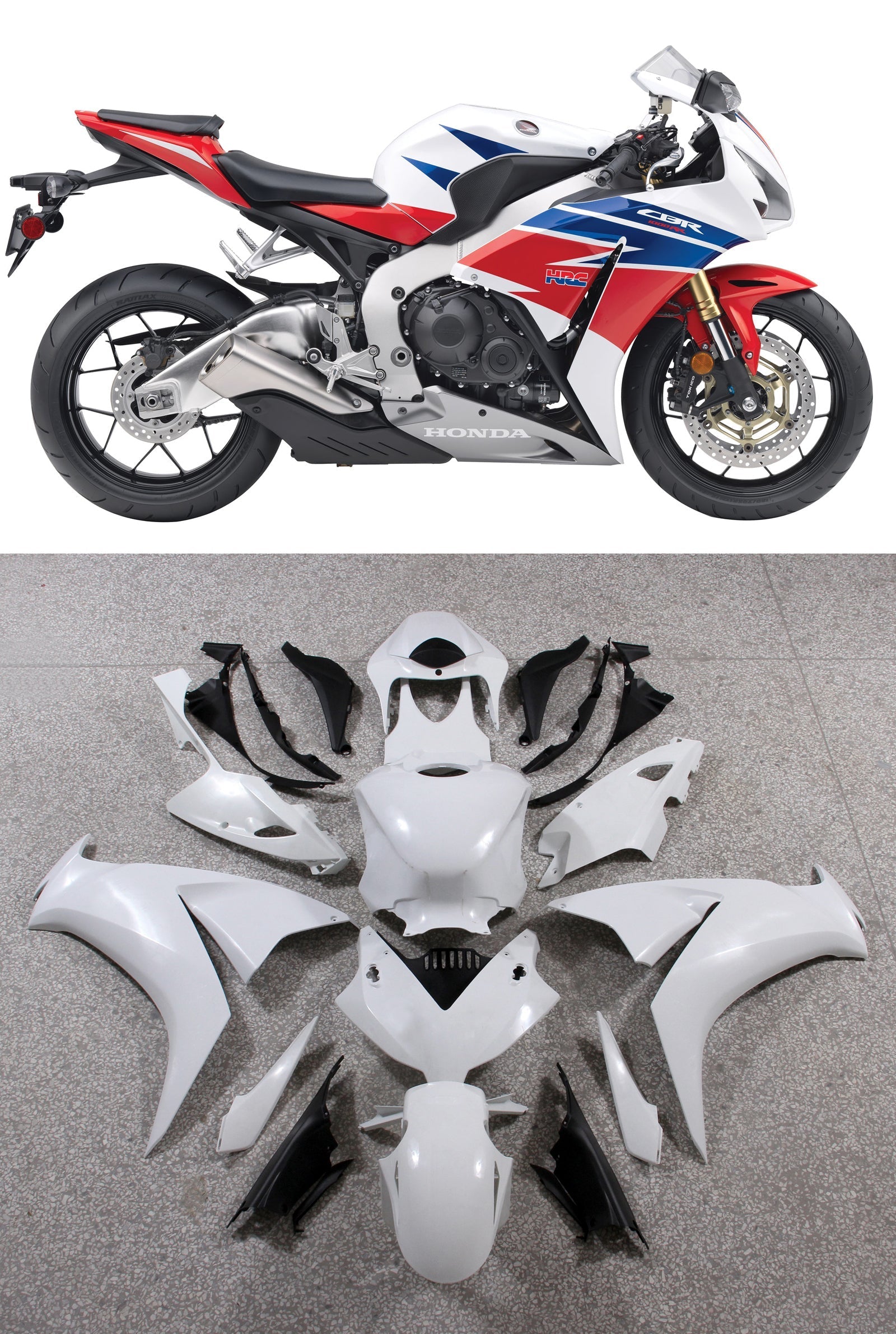 Carenados Amotopart 2012-2016 Honda CBR1000RR HRC Blanco Plata Genérico