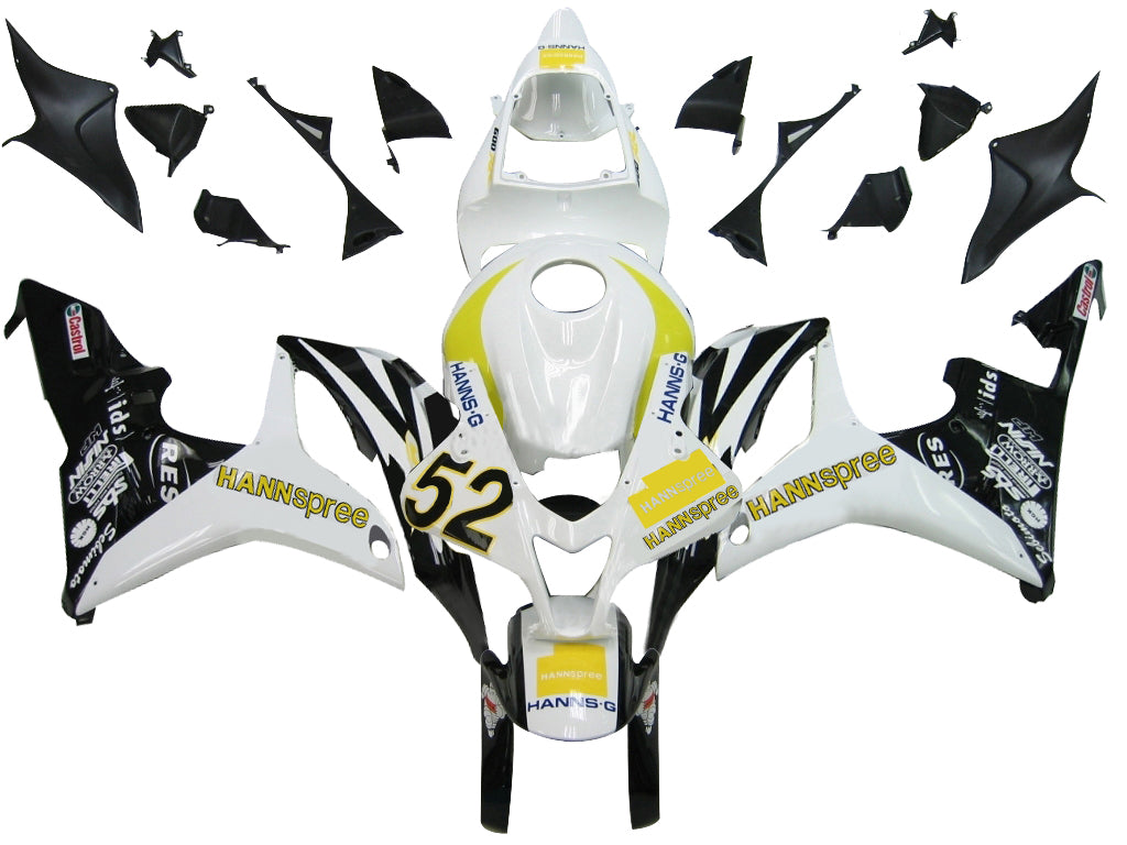 For CBR600RR 2007-2008 Bodywork Fairing White & Black ABS Injection Molded Plastics Set