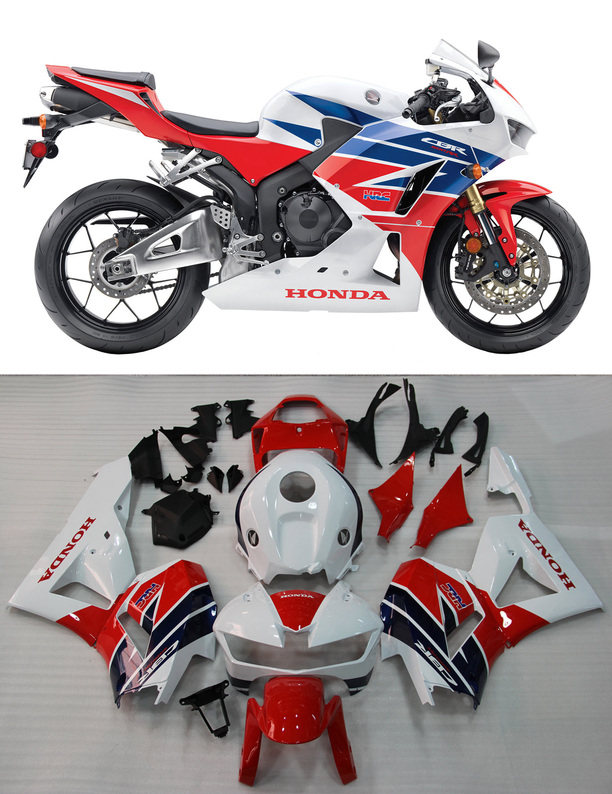 Carénages Amotopart 2013-2023 Honda CBR600RR HRC Blanc Rouge Bleu Generic