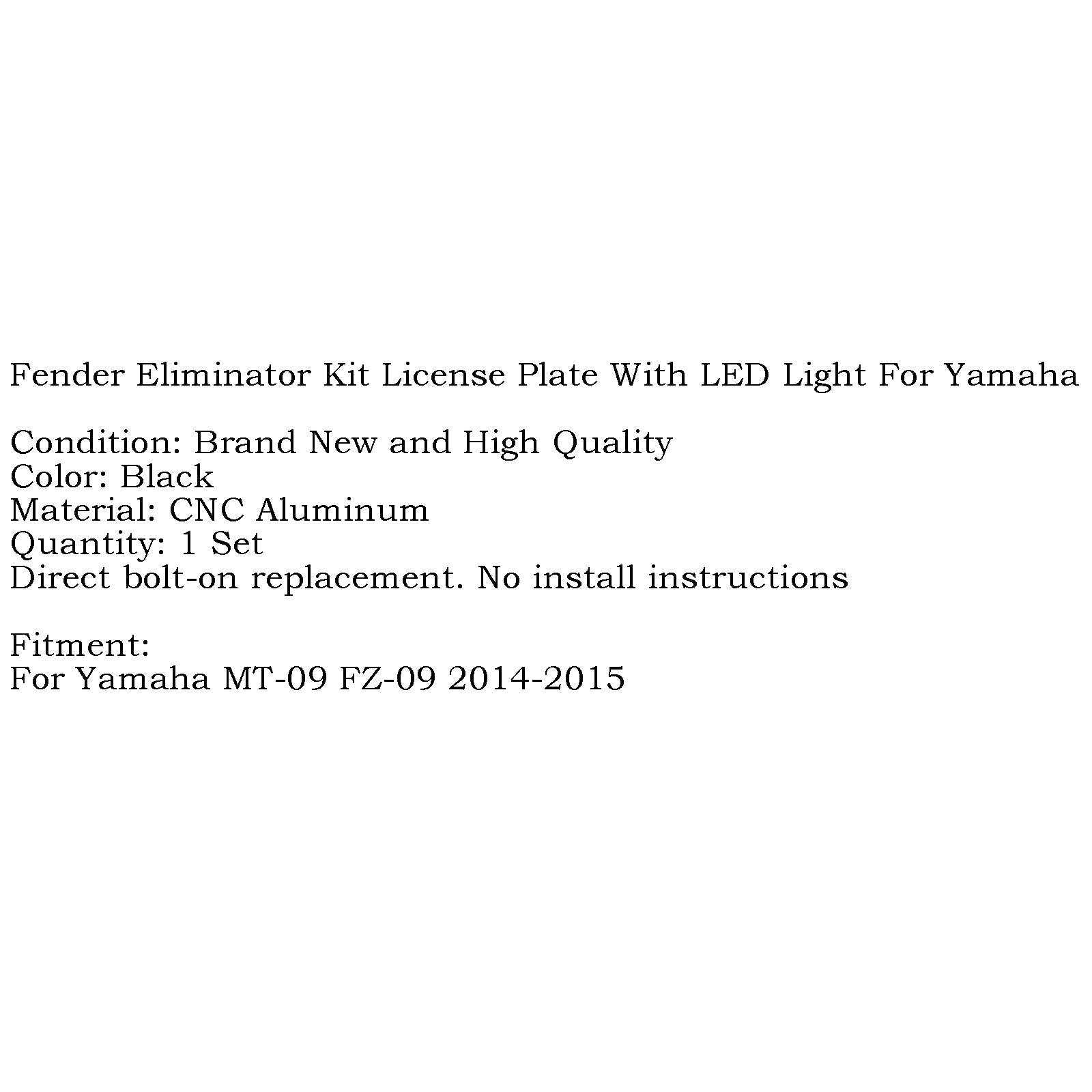 Para Yamaha MT-09 FZ-09 2014-15 Tail Tidy Fender Eliminator Soporte genérico para matrícula