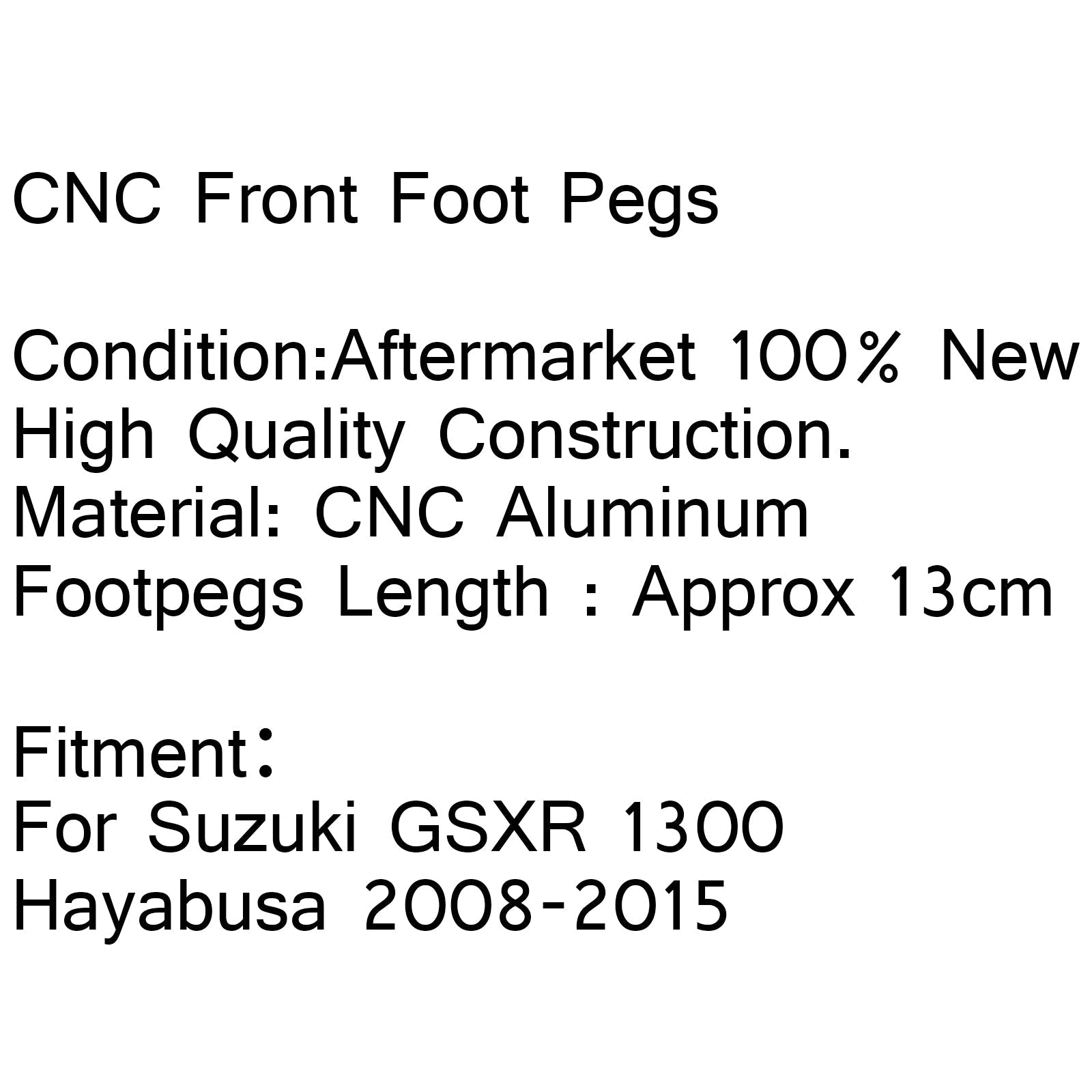 Repose-pieds avant pour Suzuki GSXR 1300 Hayabusa 2008-2015 noir générique