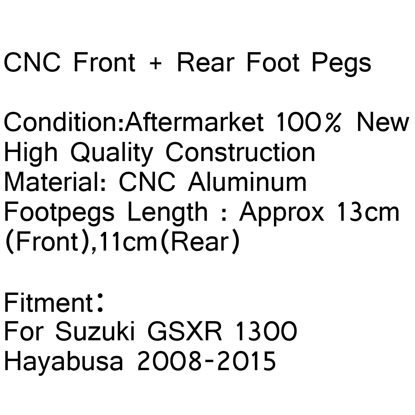 Repose-pieds repose-pieds supports pour Suzuki GSXR 1300 Hayabusa 2008-2015 noir générique