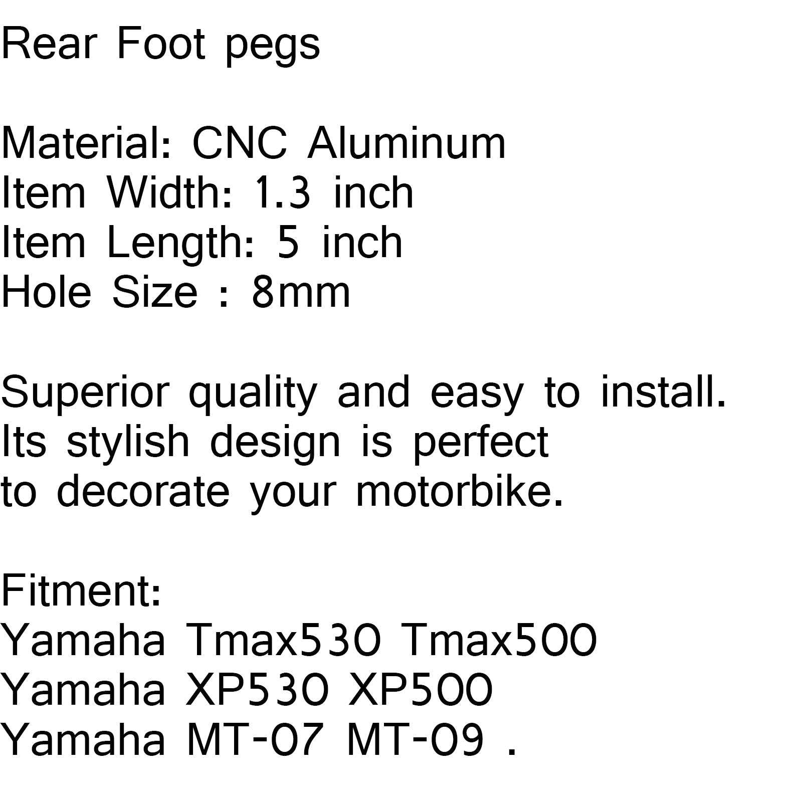 Pedal de reposapiés trasero CNC para Yamaha TMAX500 TMAX 530 XP530 XP500 MT07 MT09 Oro genérico