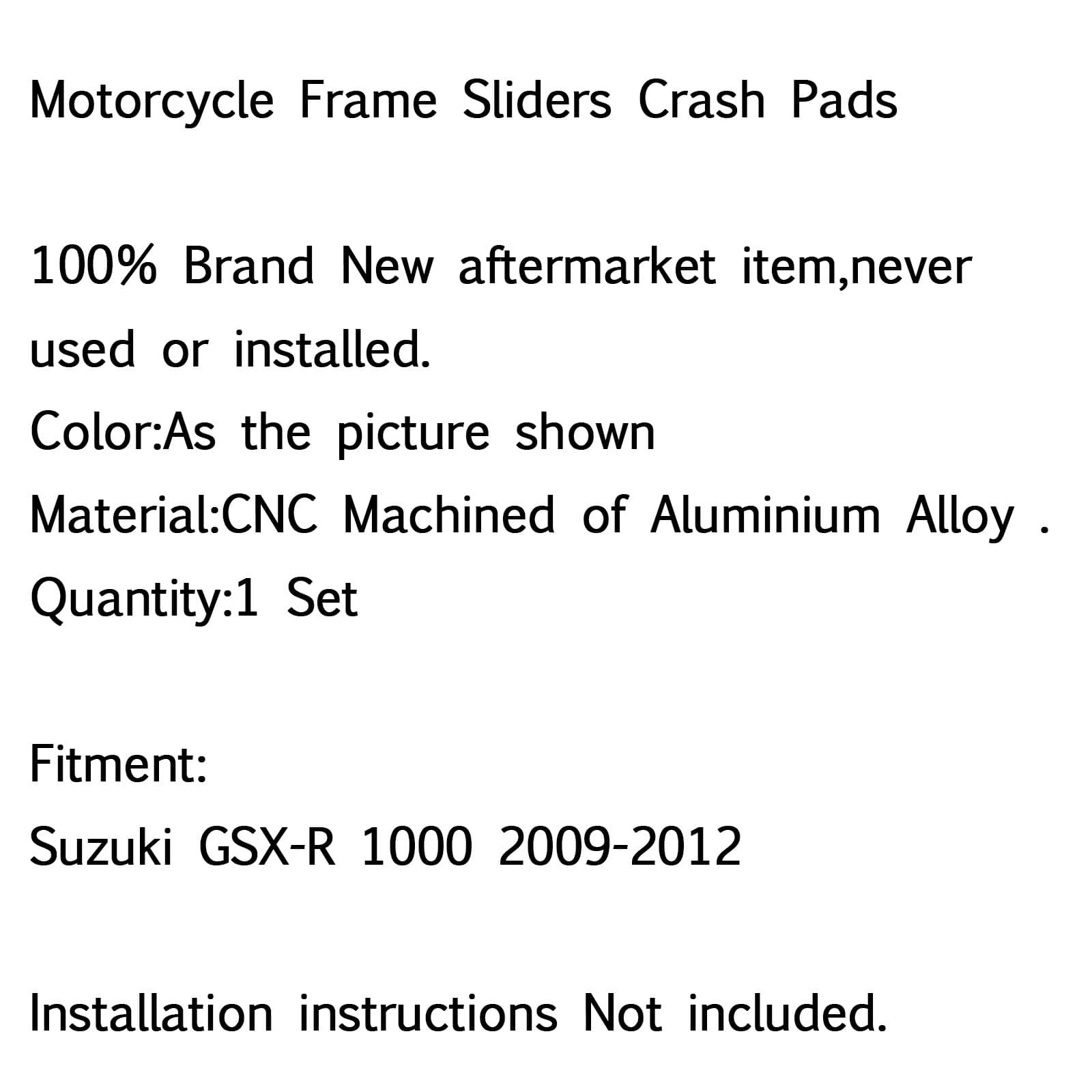 CNC Frame Sliders Crash Pads izquierda derecha para Suzuki GSX-R 1000 2009-2012 genérico