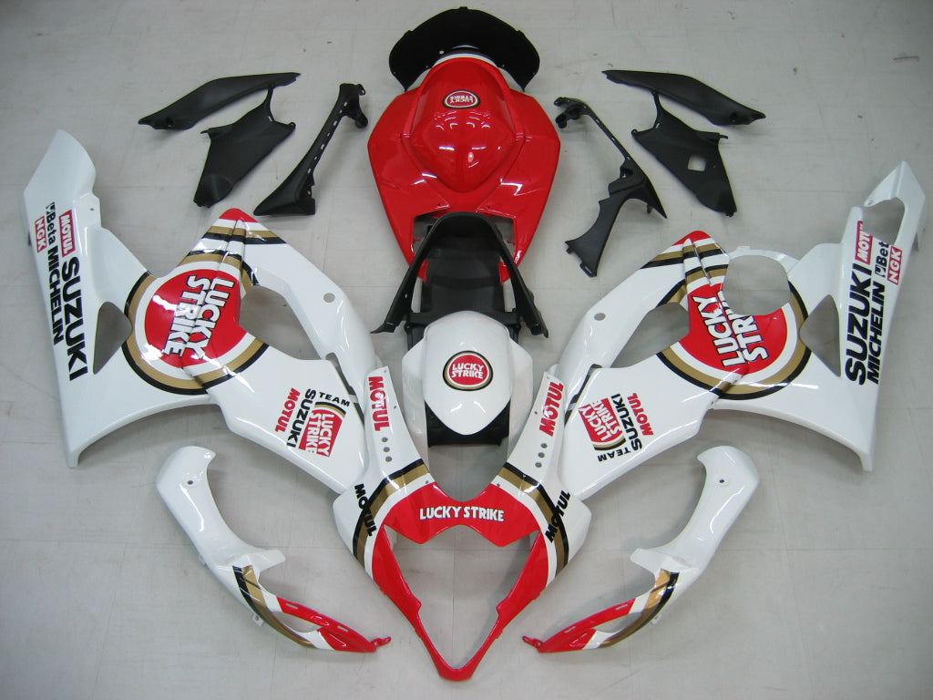 Amotopart Carénages 2005-2006 Suzuki GSXR 1000 Blanc &amp; Rouge Lucky Strike Generic