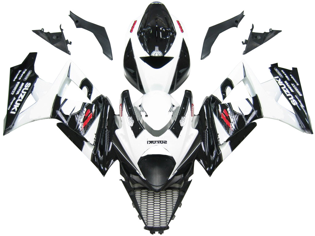 Amotopart Carene 2007-2008 Suzuki GSXR 1000 Nero &amp; Bianco GSXR Generico