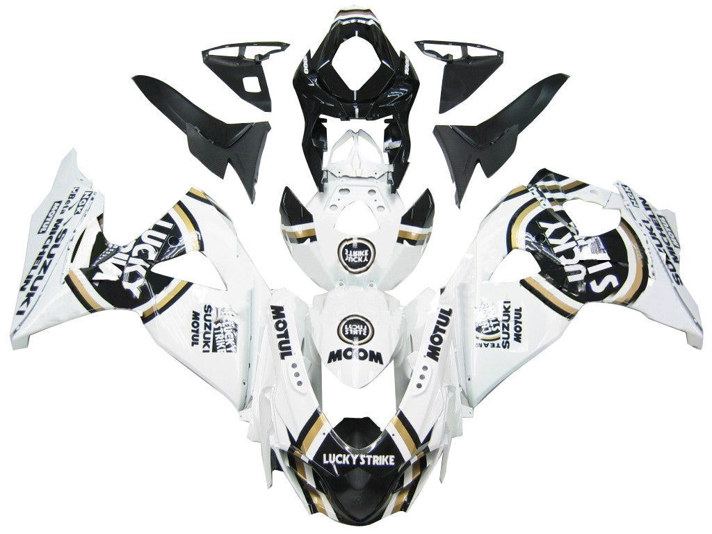 Amotopart Carenados 2009-2016 Suzuki GSXR 1000 Blanco Negro Oro Lucky Strike Genérico