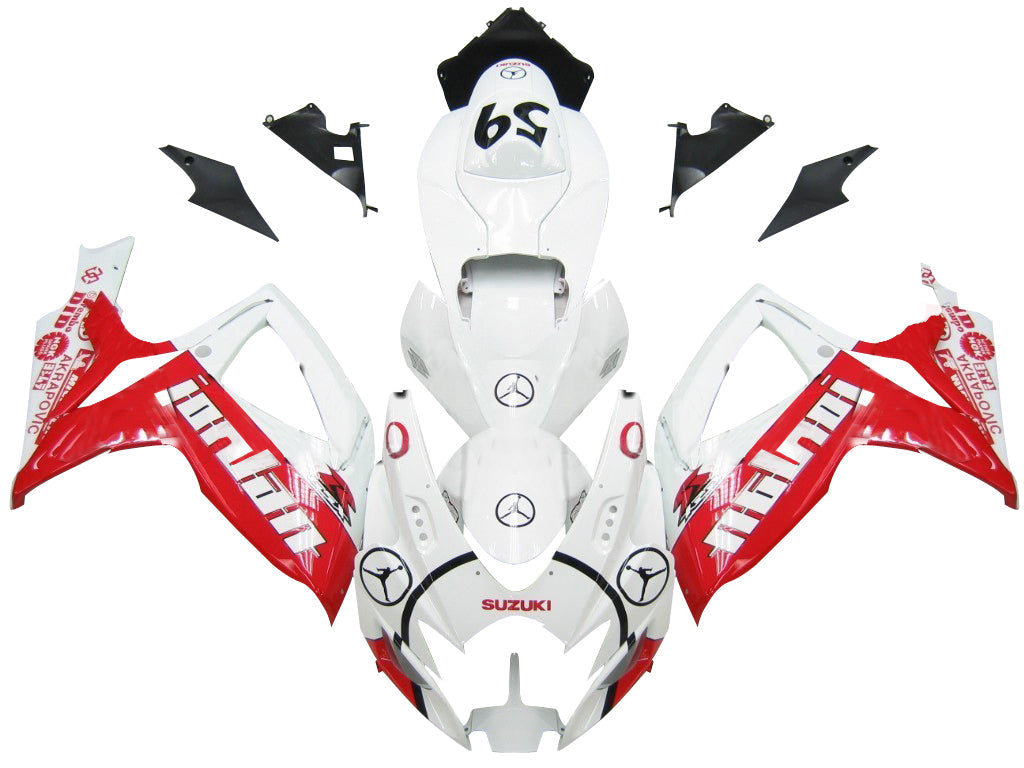 Carénages Amotopart 2006-2007 Suzuki GSXR 600 750 Blanc &amp; Rouge Jordan Generic