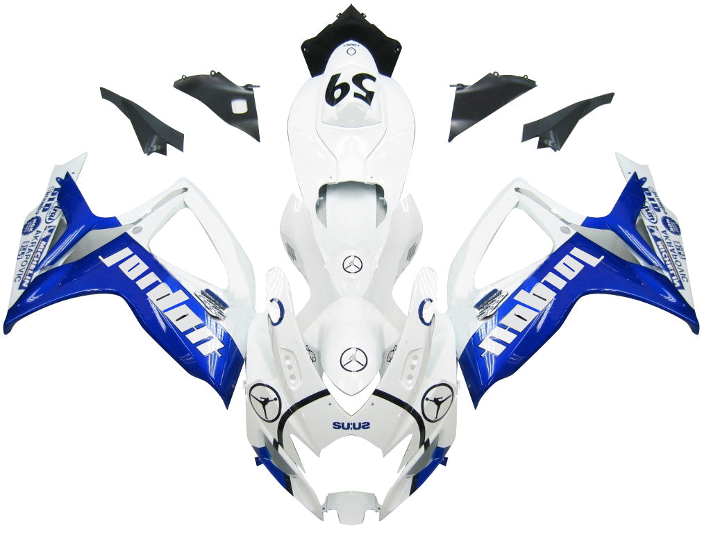 Amotopart Carénages 2006-2007 Suzuki GSXR 600 750 Blanc &amp; Bleu Jordan Generic