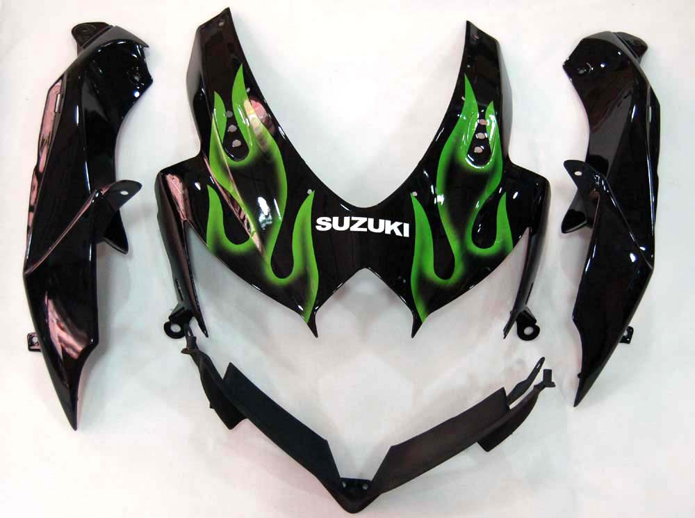 Carénages Amotopart 2008-2010 Suzuki GSXR 600 750 Black &amp; Green Flame GSXR Generic