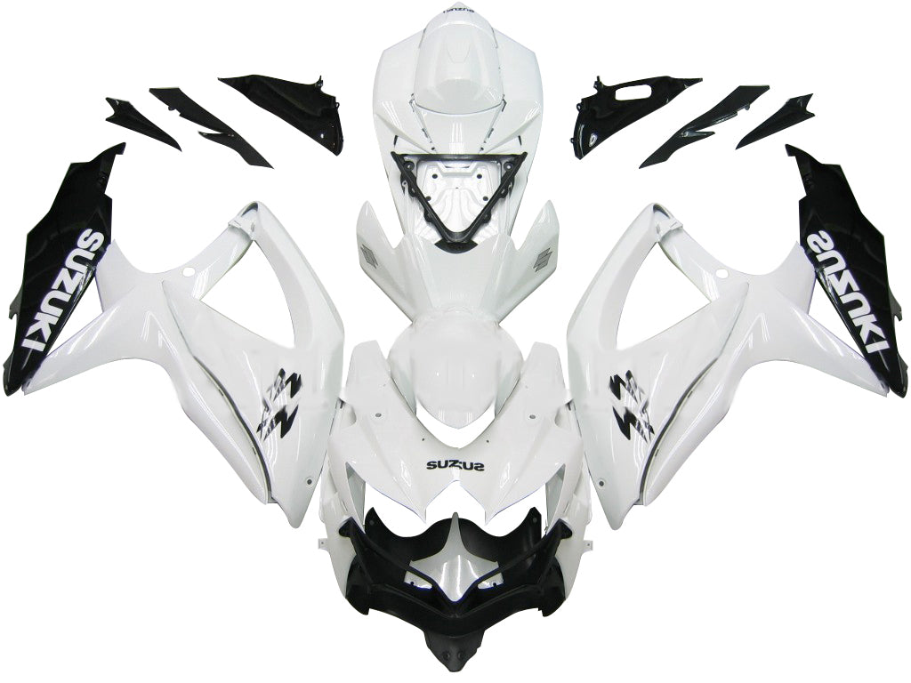 For GSXR 600/750 2008-2009 Bodywork Fairing White ABS Injection Molded Plastics Set