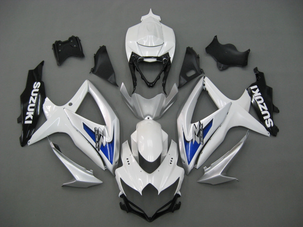 For GSXR 600/750 2008-2009 Bodywork Fairing White ABS Injection Molded Plastics Set