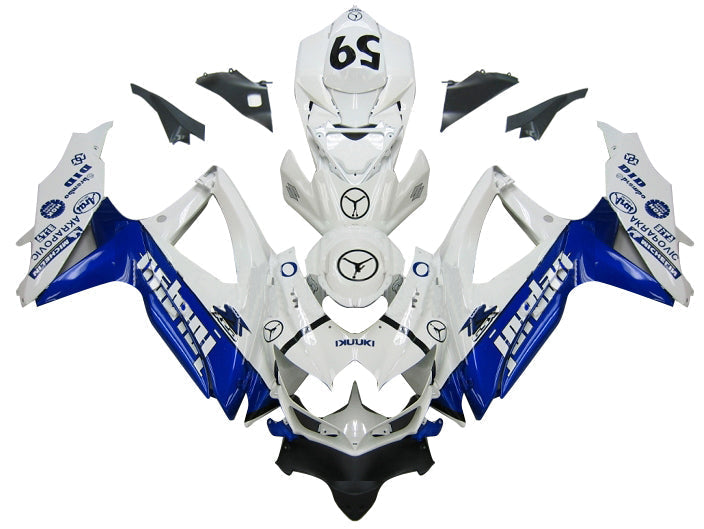 Carénages Amotopart 2008-2010 Suzuki GSXR 600 750 Blanc Bleu Jordan Generic