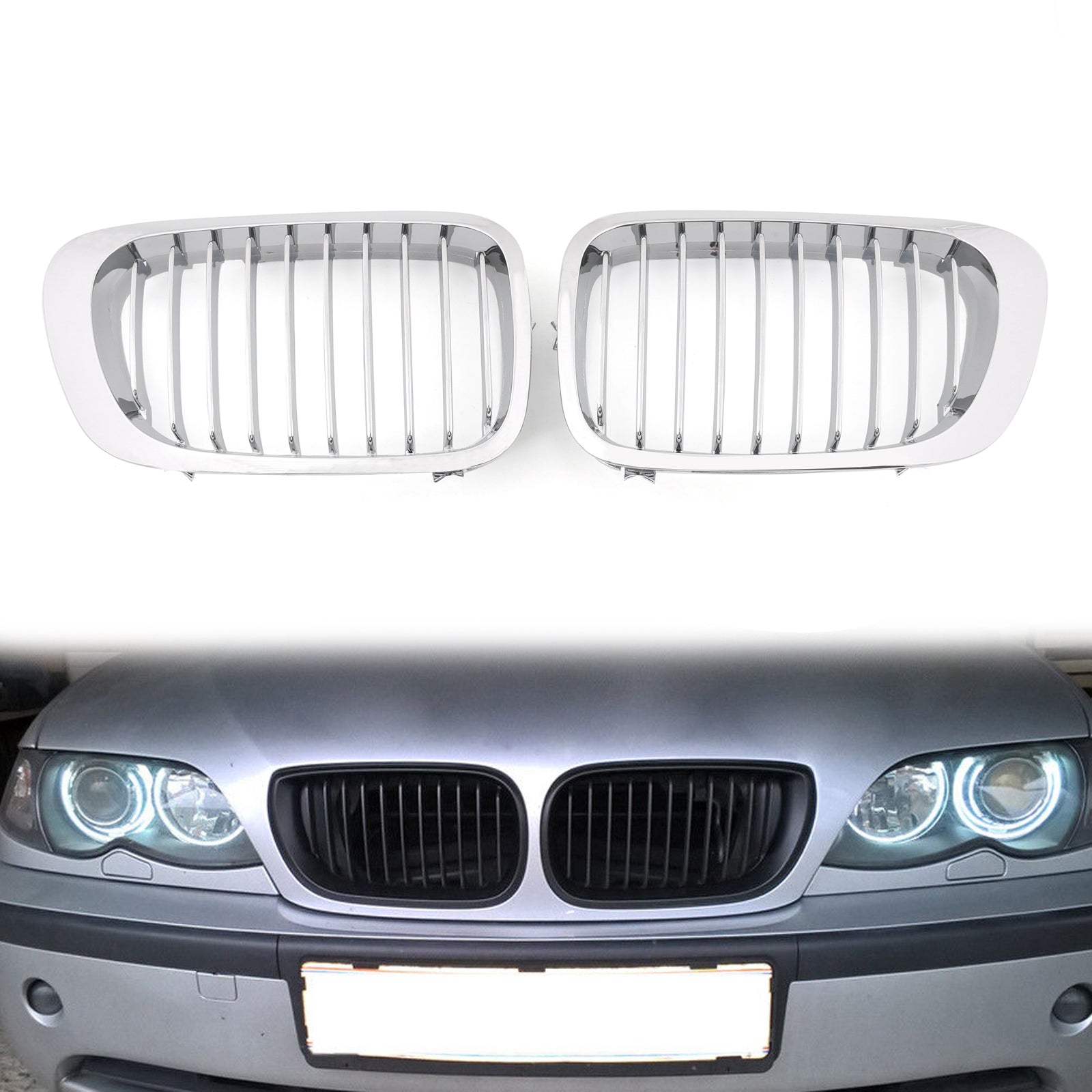 Grille de calandre avant ABS brillant maille noire pour BMW E46 2D (1999-2002) Série 3 générique