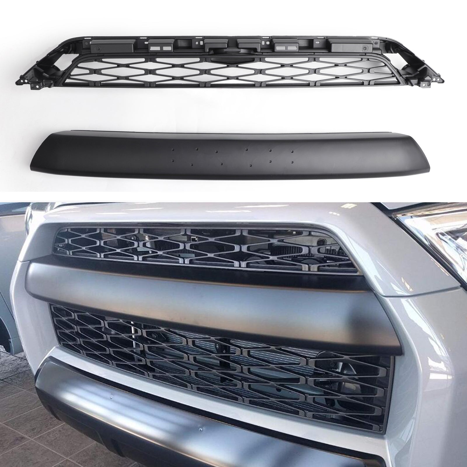 2x grille de calandre de pare-chocs avant adaptée pour 4Runner TRD PRO 2014-2019 logo noir lettre générique