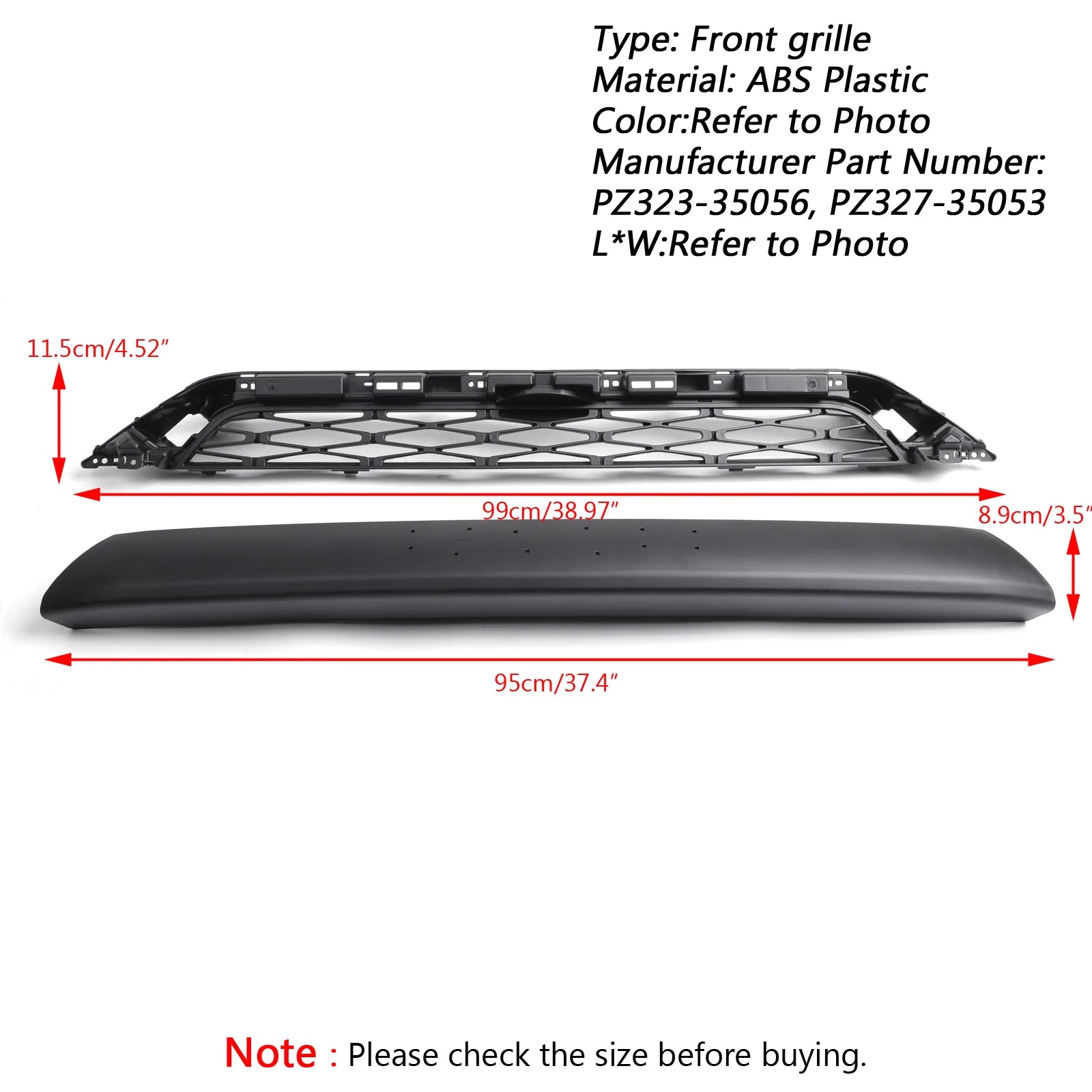 Toyota 4Runner | 2014-2019 | Grille TRD PRO | 2 pièces | Grille de pare-chocs avant | Noir mat + lettre Toyota