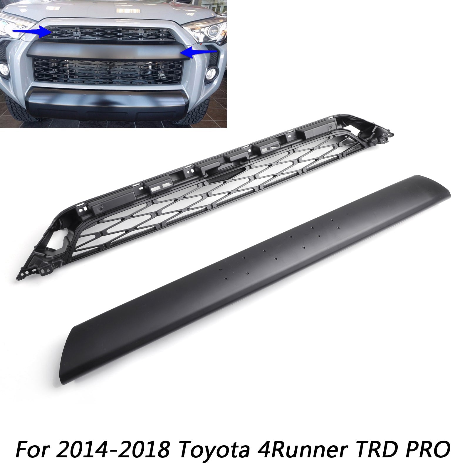 2x grille de calandre de pare-chocs avant adaptée pour 4Runner TRD PRO 2014-2019 logo noir lettre générique