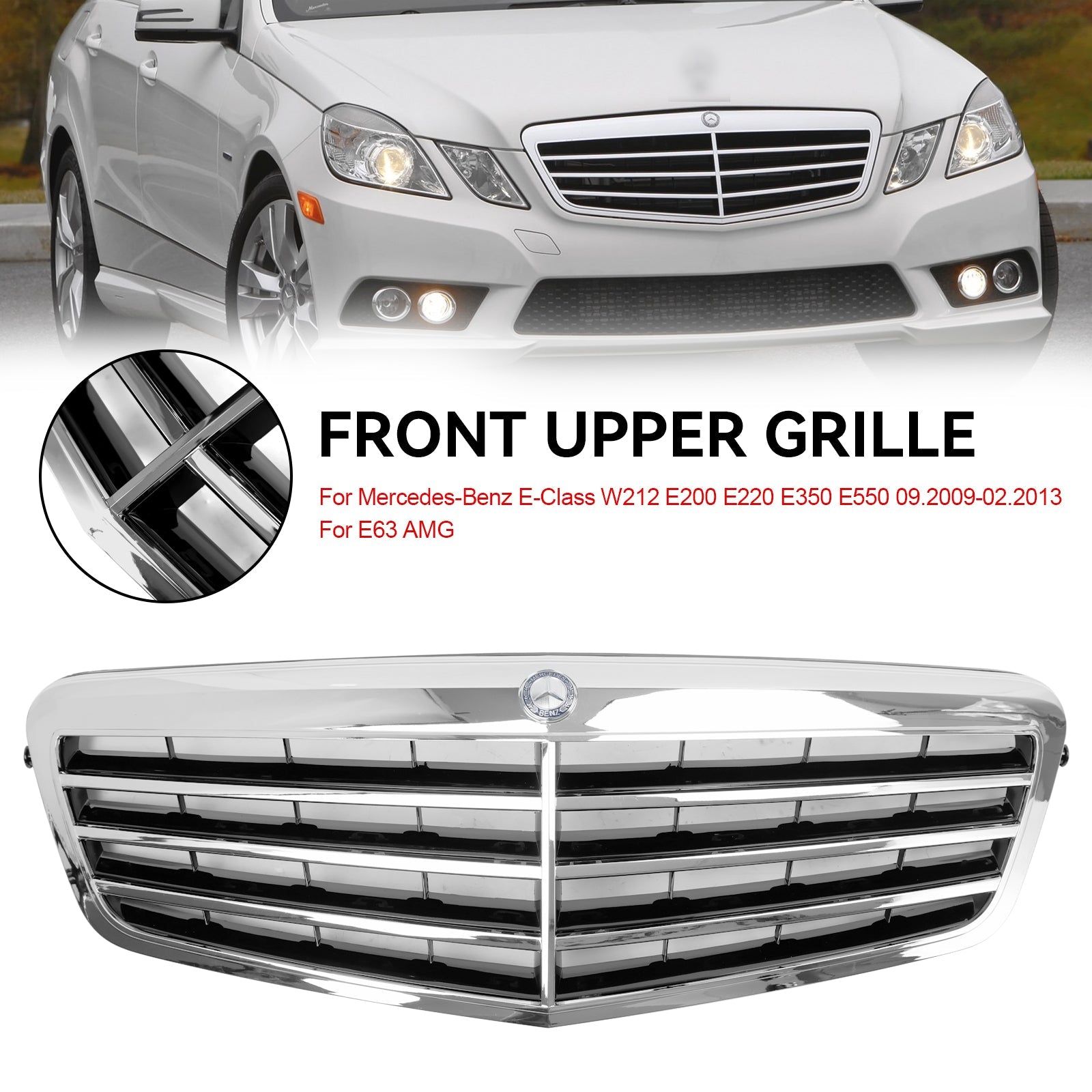 Mercedes-Benz Classe E W212 E350 E550 2010-2013 Griglia anteriore cromata