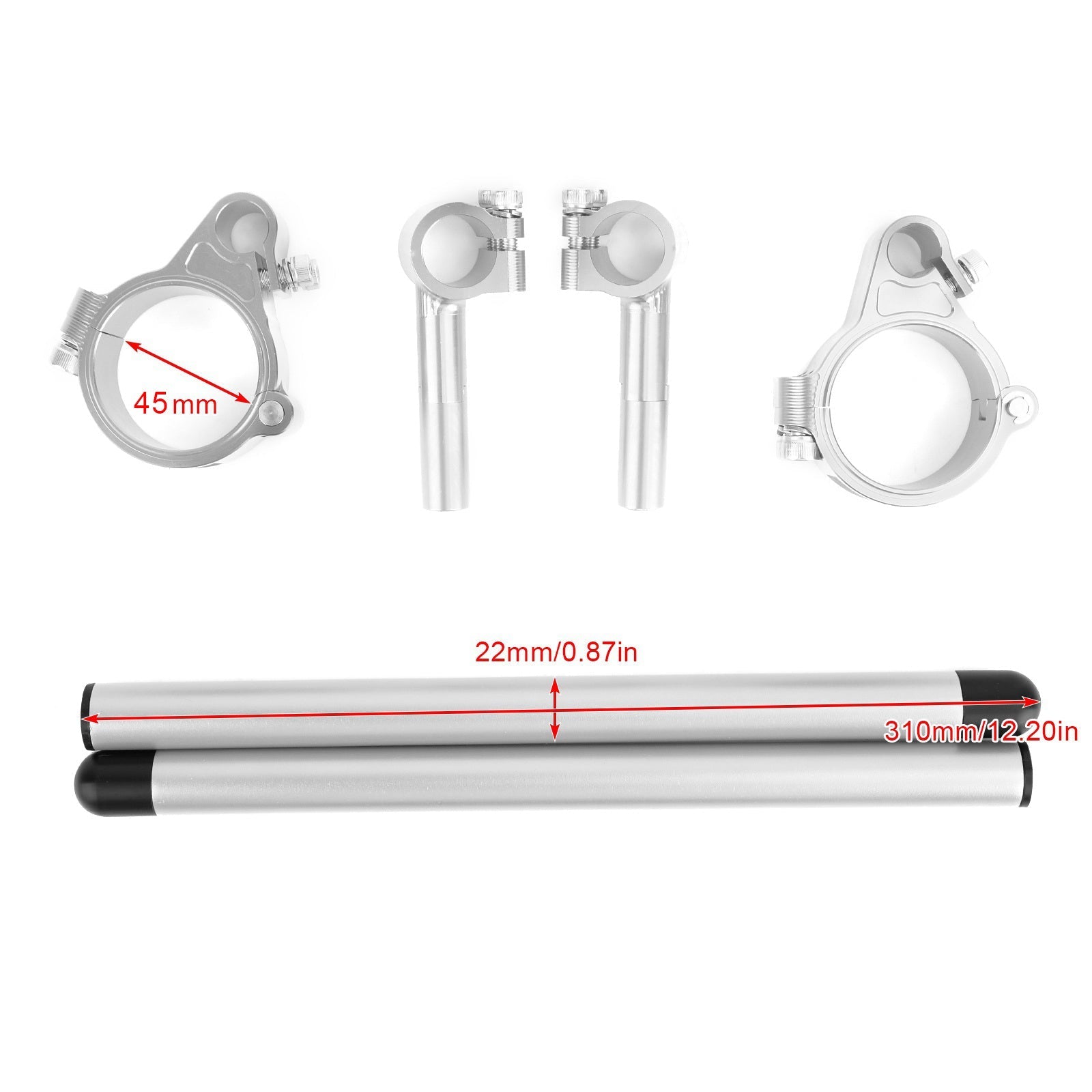 Universel Réglable Rotatif CNC Billet Clip Ons Fourche Tube Guidon Kit 45mm Générique