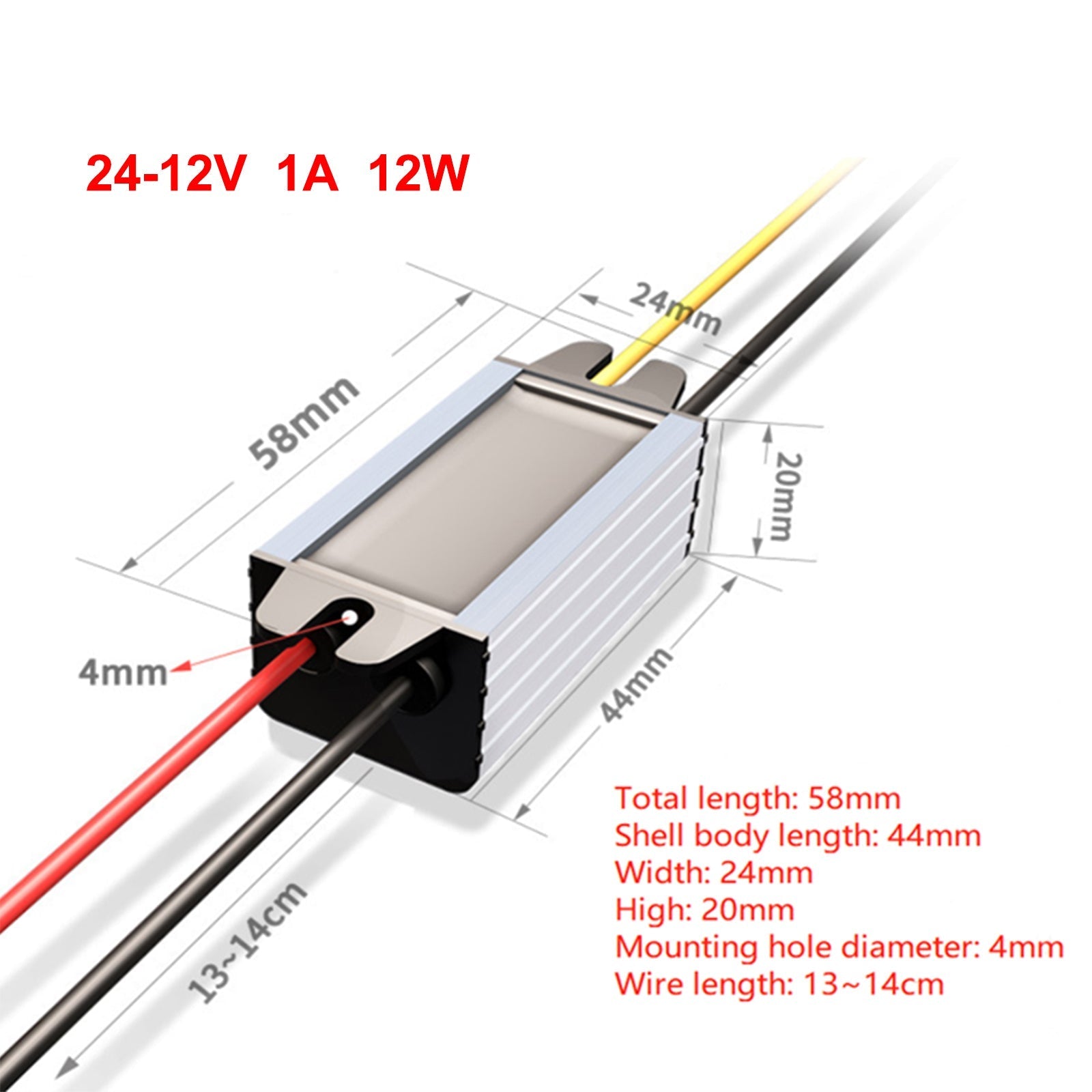 DC Buck Converter 24V à 12V 1/2/3/5A Module d'alimentation étanche