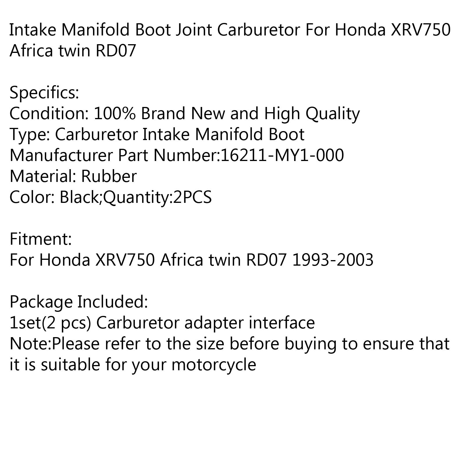 Staffa carburatore collettore aspirazione soffietto per Honda XRV 750 Africa Twin 1993-2003 generico