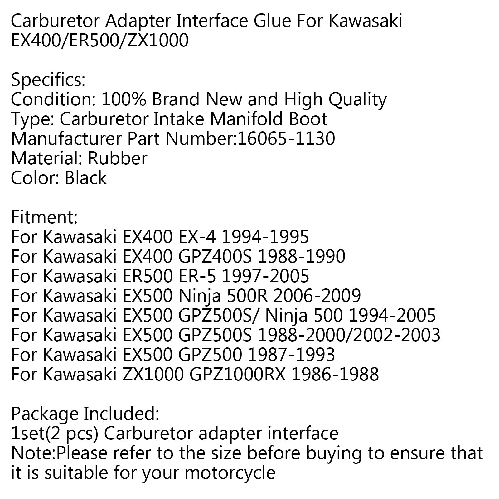 Support de carburateur pour collecteur d'admission pour Kawasaki EX400 EX-4 EX500 ER500 97-05 générique