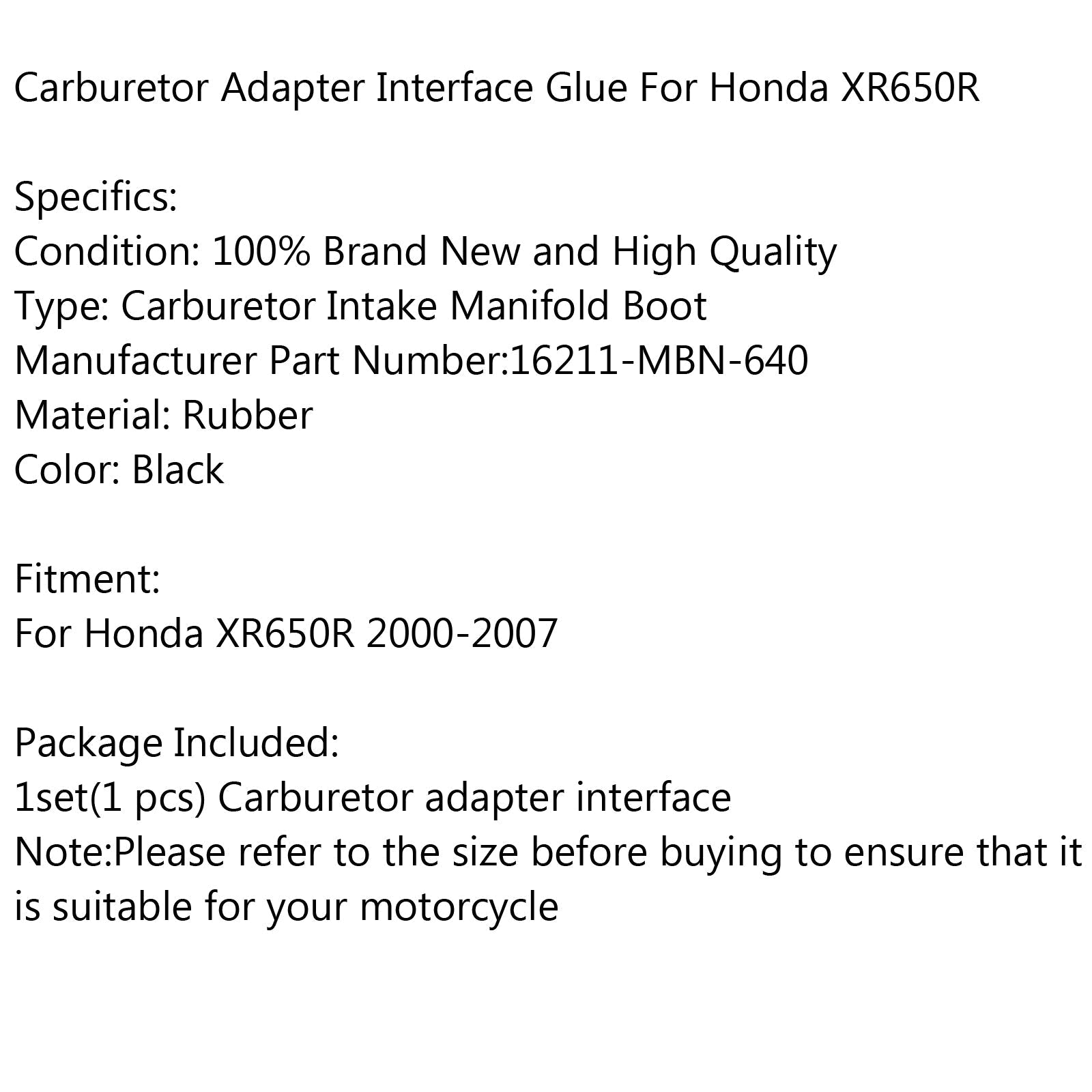 Collecteur d'admission de carburateur pour Honda XR650 XR 650 R 2000-2007 #16211-MBN-640 générique